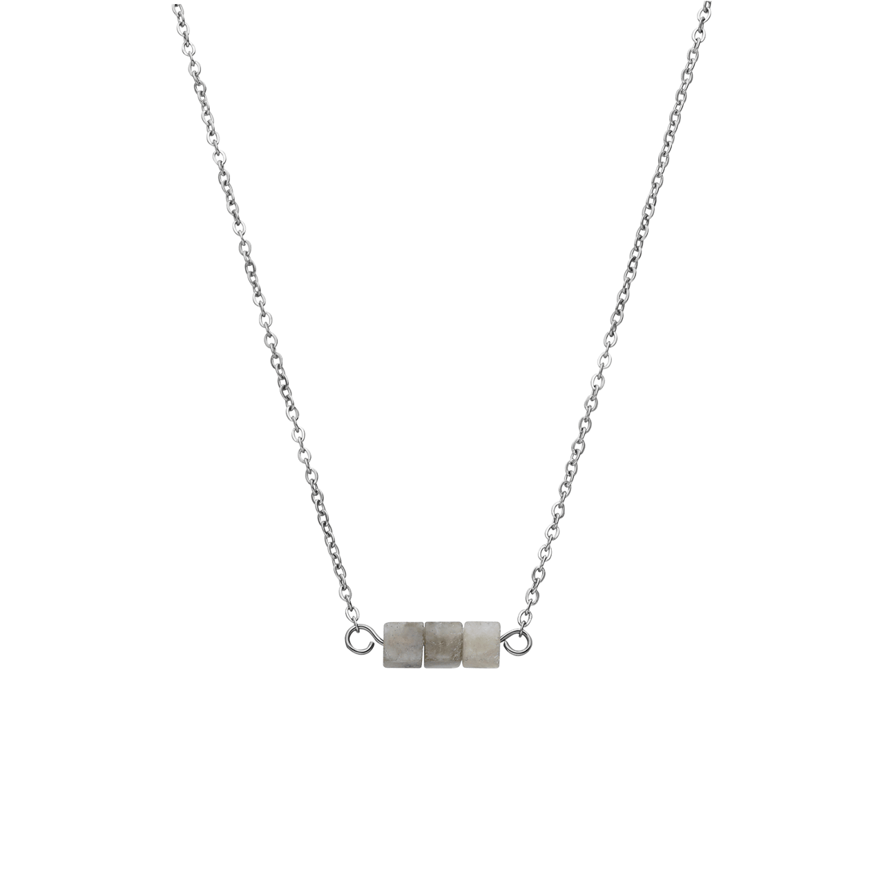 Stalen ketting met glitter steen voor dames