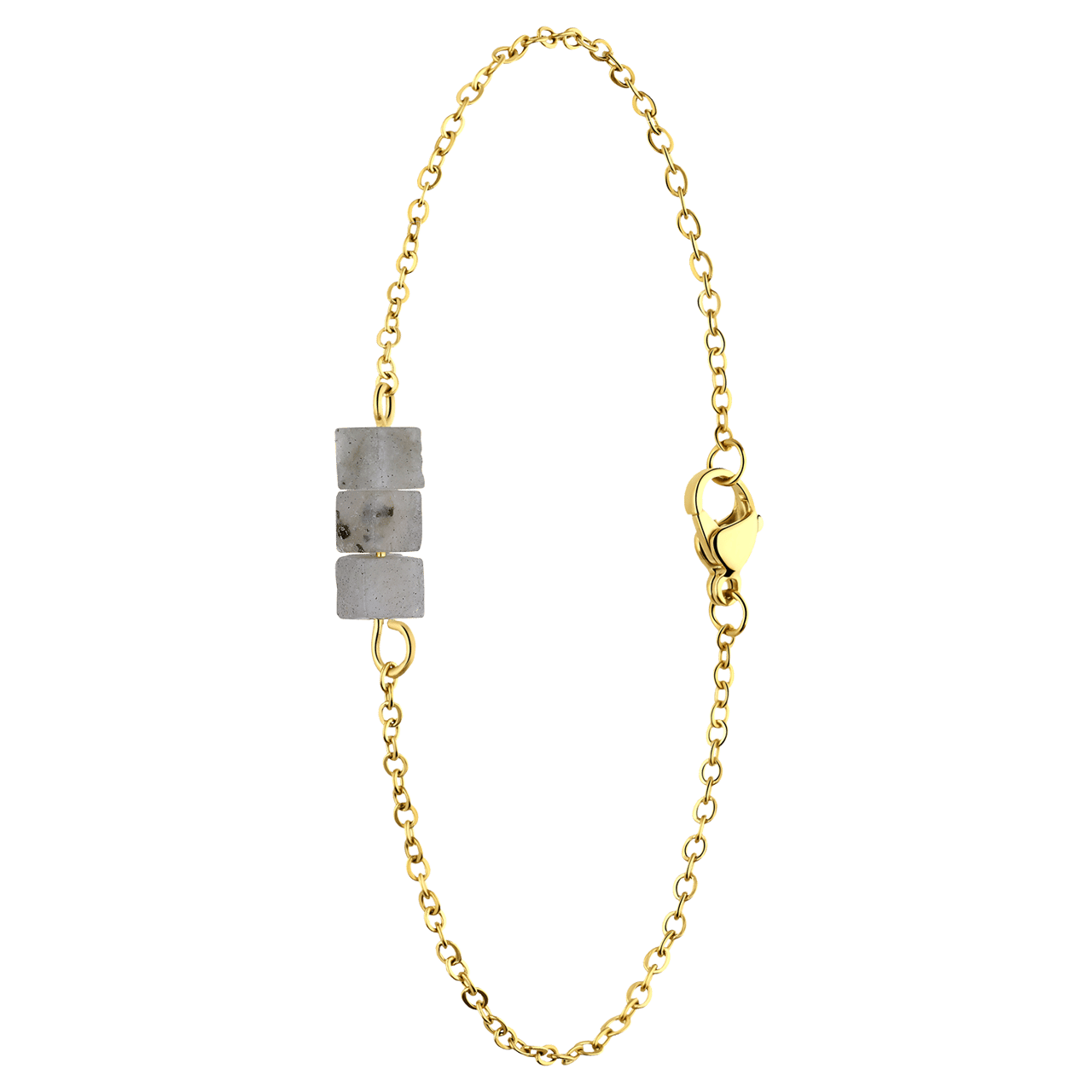 Stainless steel goldplated armband met glitter steen