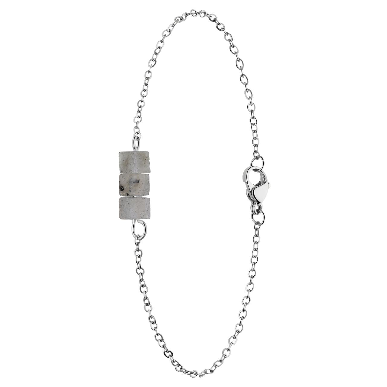 Stalen armband met glitter steen