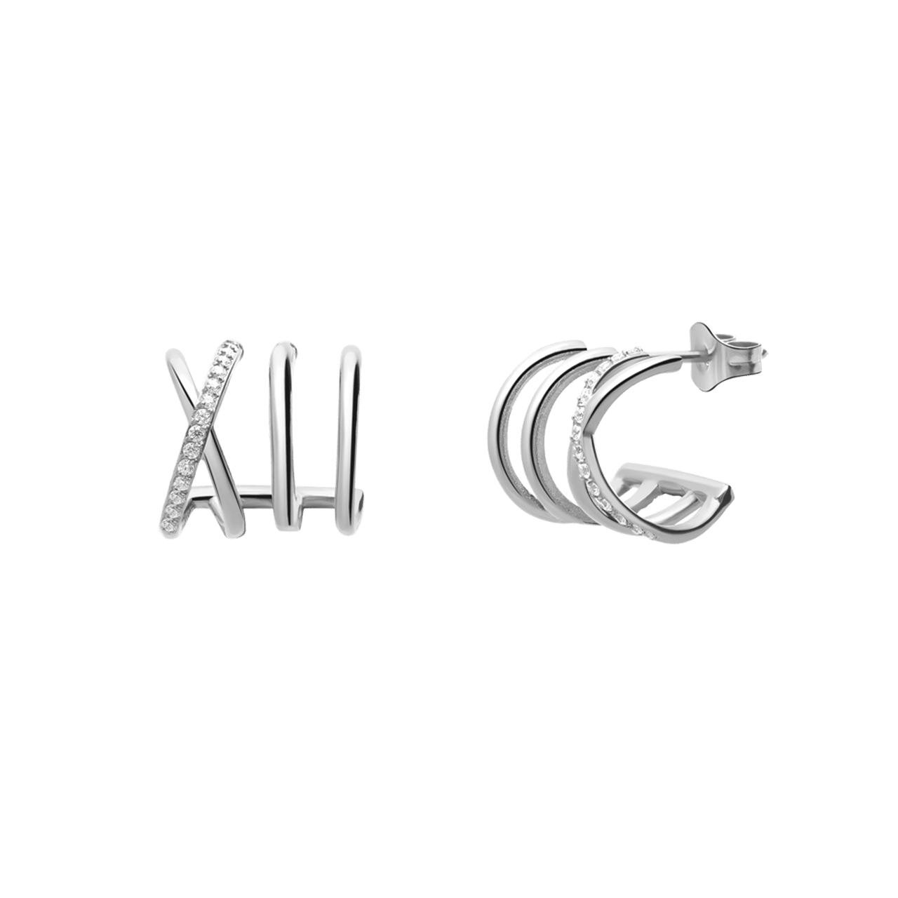 Stainless steel multi oorknoppen gekruisd met zirkonia voor dames
