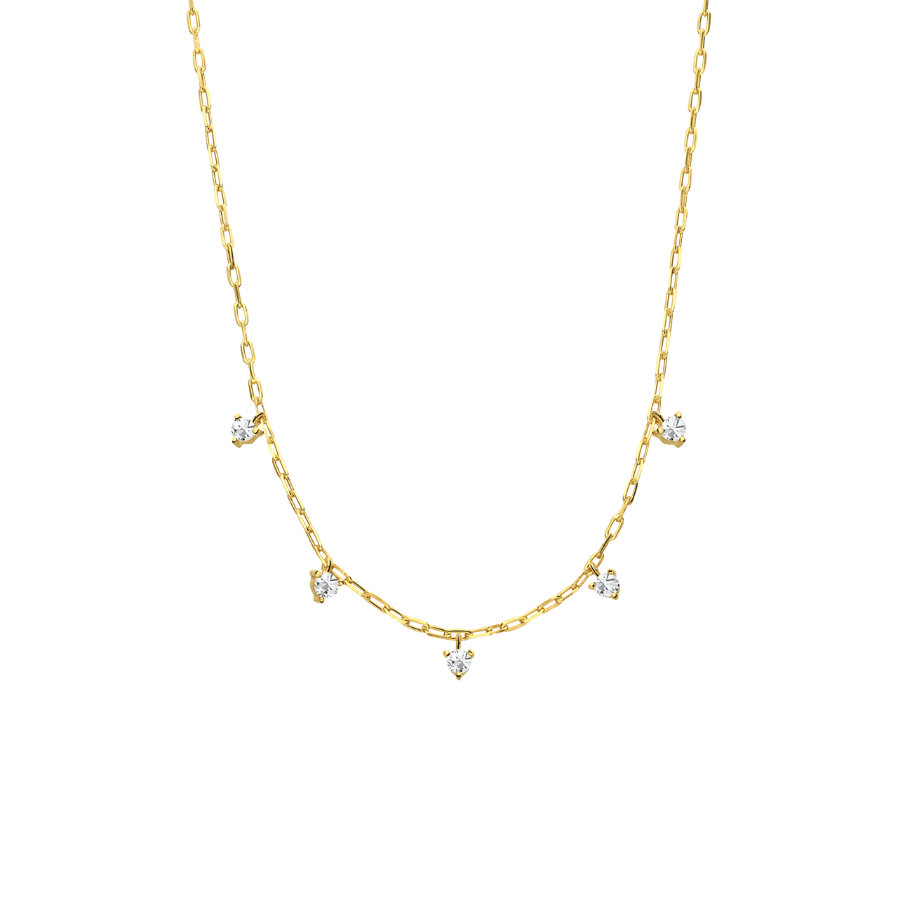 Zilveren goldplated ketting met hanger met zirkonia voor dames