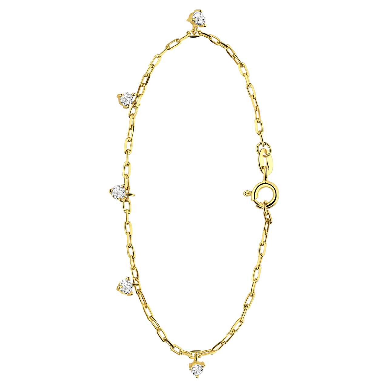 Zilveren goldplated bedelarmband met zirkonia voor dames