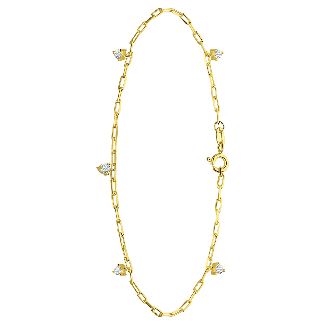 Zilveren goldplated enkelbandje met zirkonia voor dames