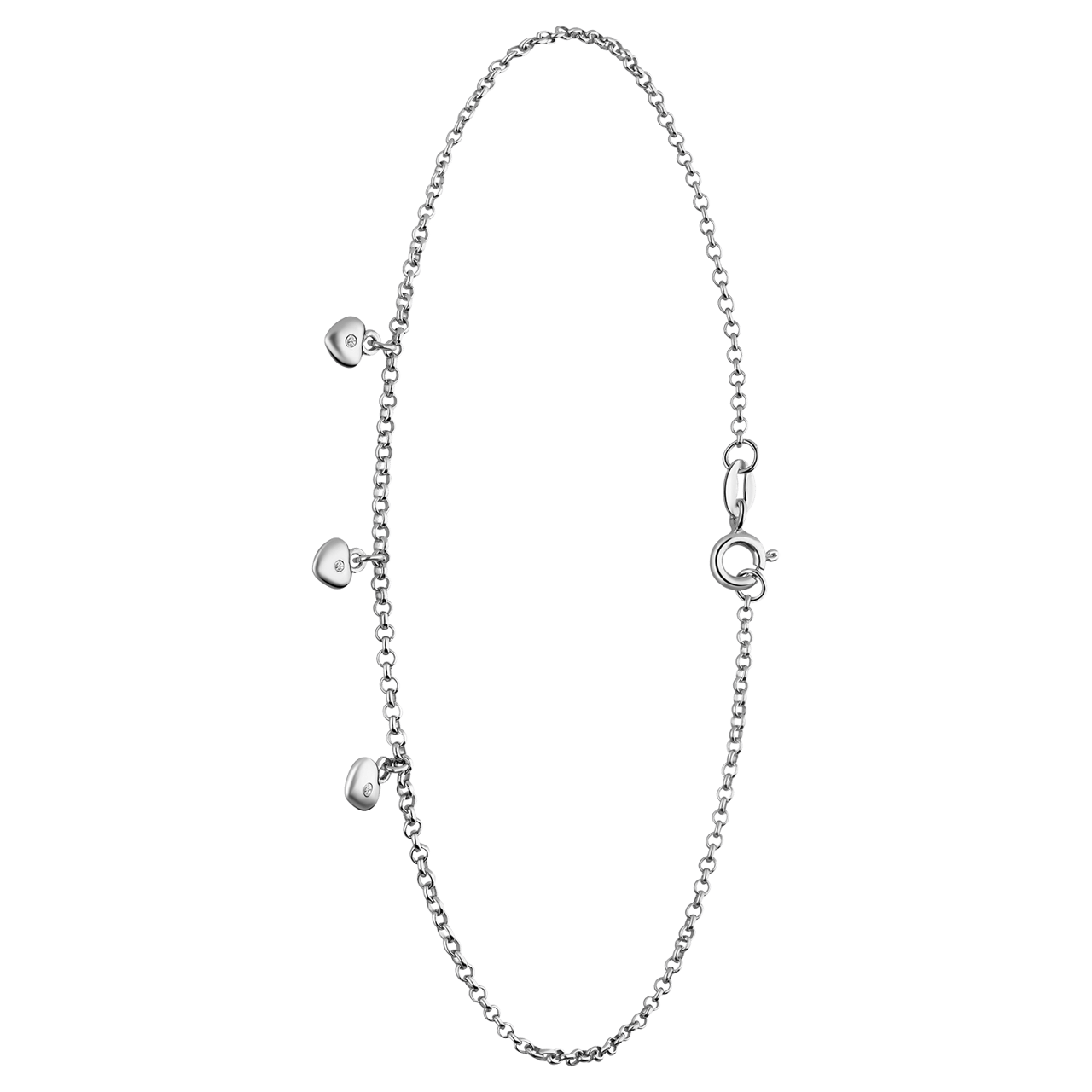 Fußkettchen aus 925er Silber, Herz, Zirkonia