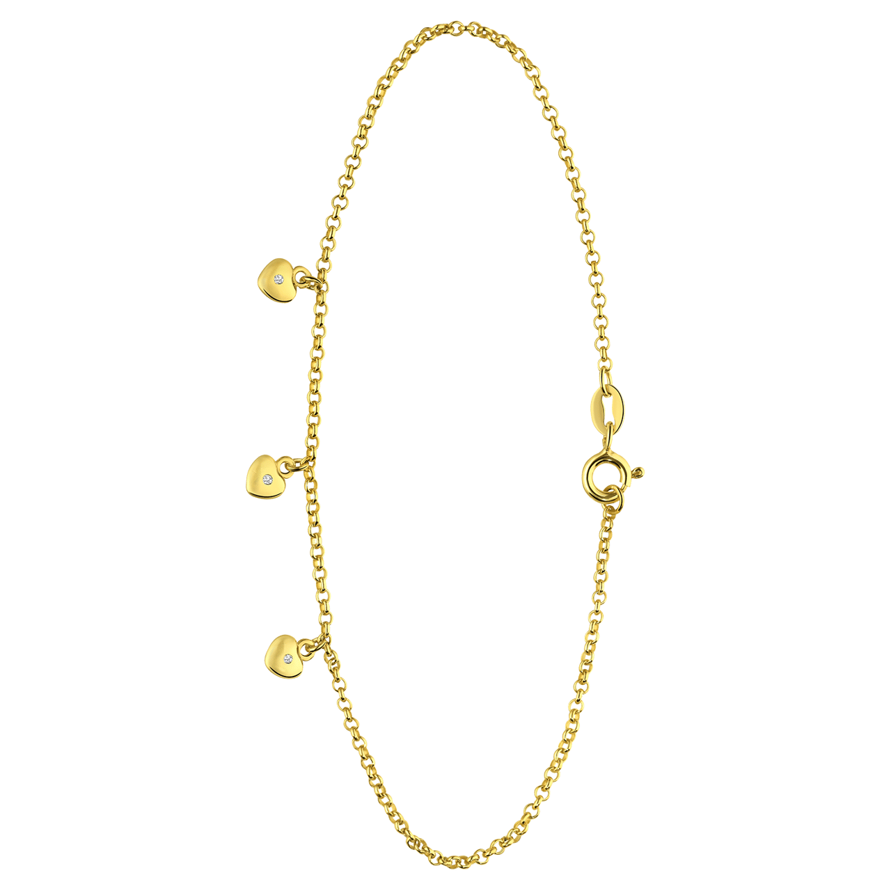 Zilveren goldplated enkelbandje hart met zirkonia voor dames