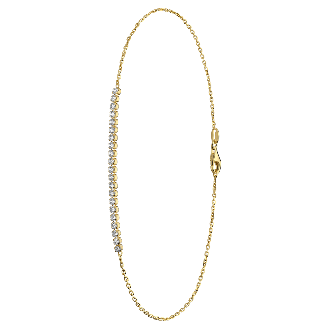 Zilveren goldpalted enkelband met zirkonia