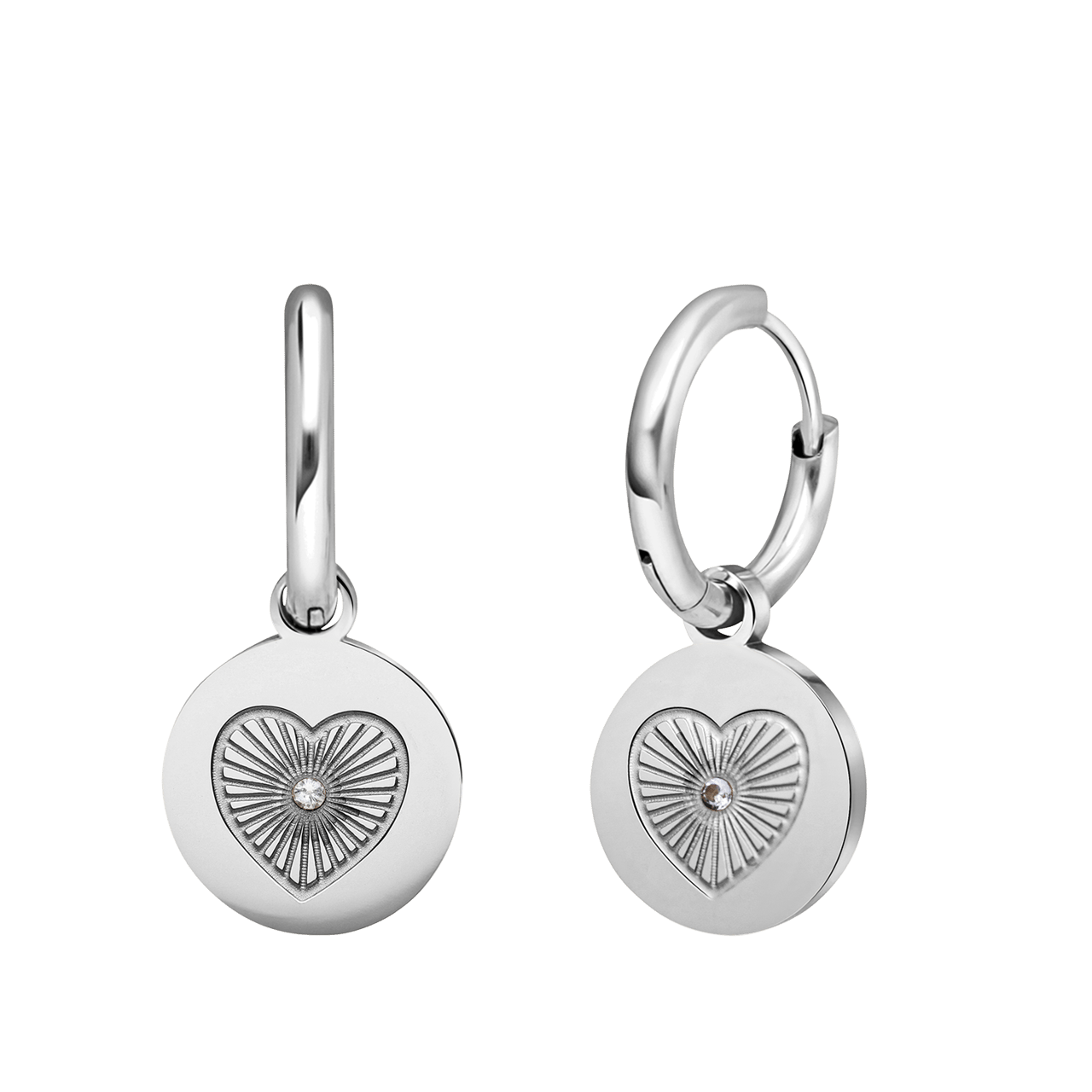LivLiv stainless steel oorringen met hart bewerkt voor dames