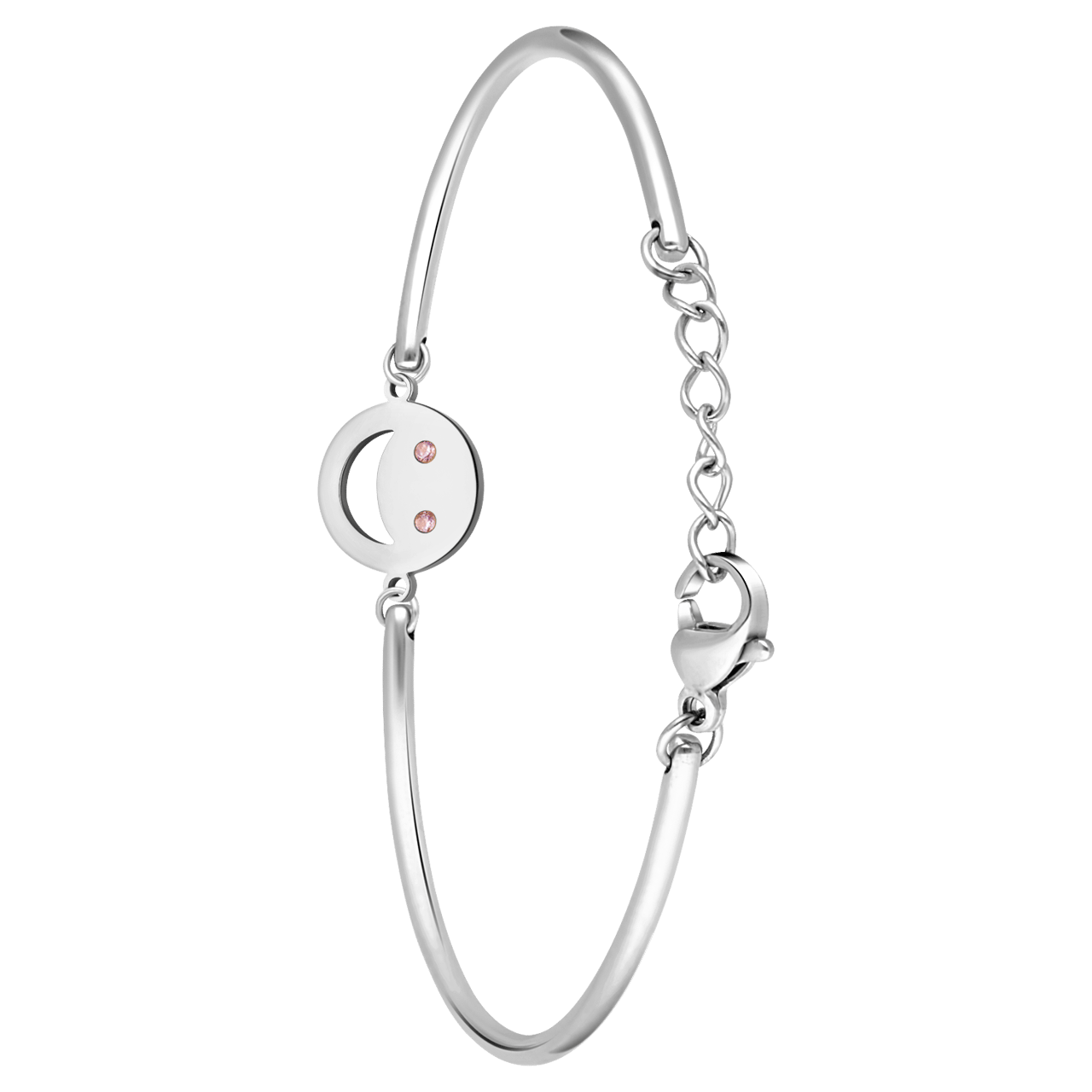 Armband aus Edelstahl, Smiley mit rosa Zirkonia
