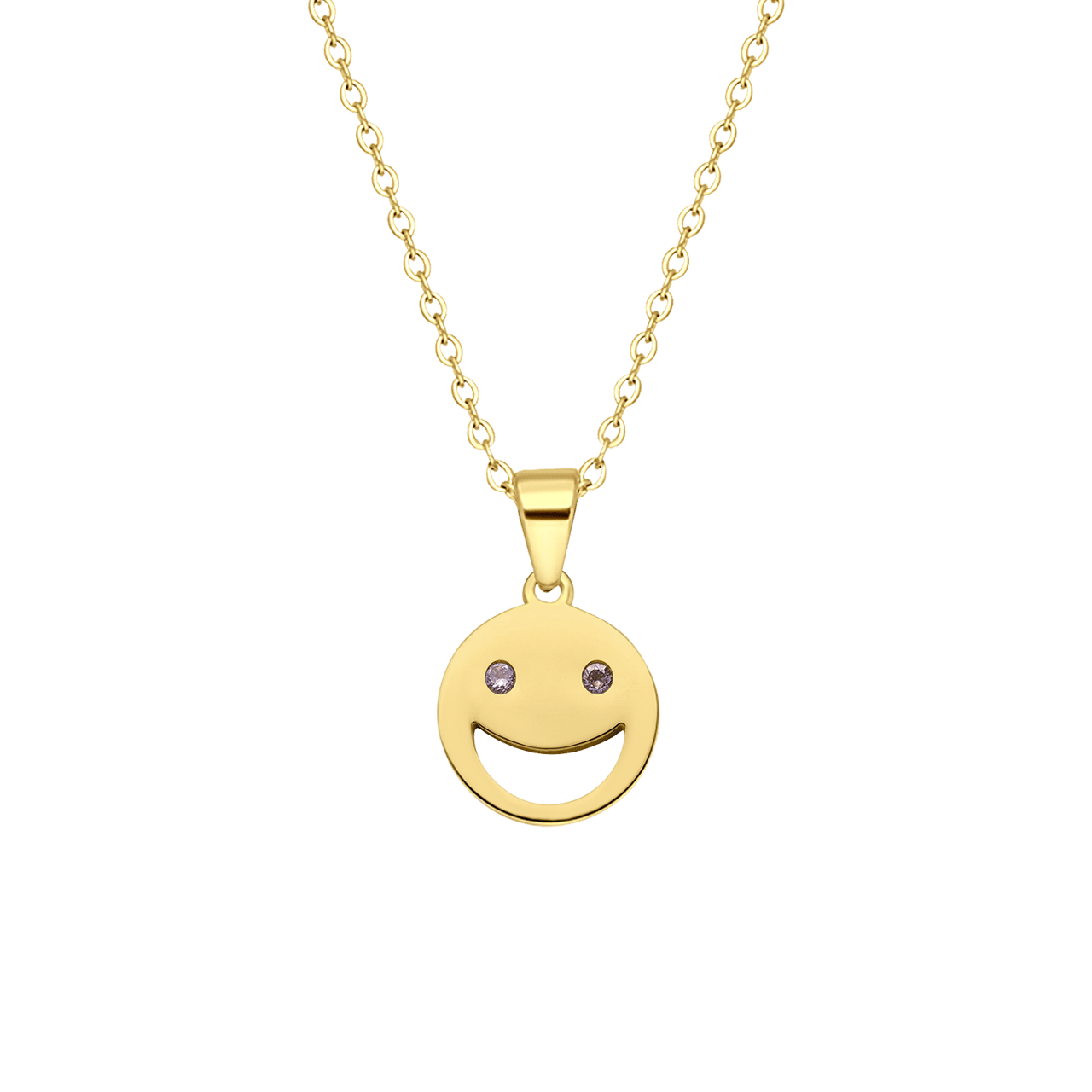 Stalen goldplated ketting met hanger met zirkonia voor dames