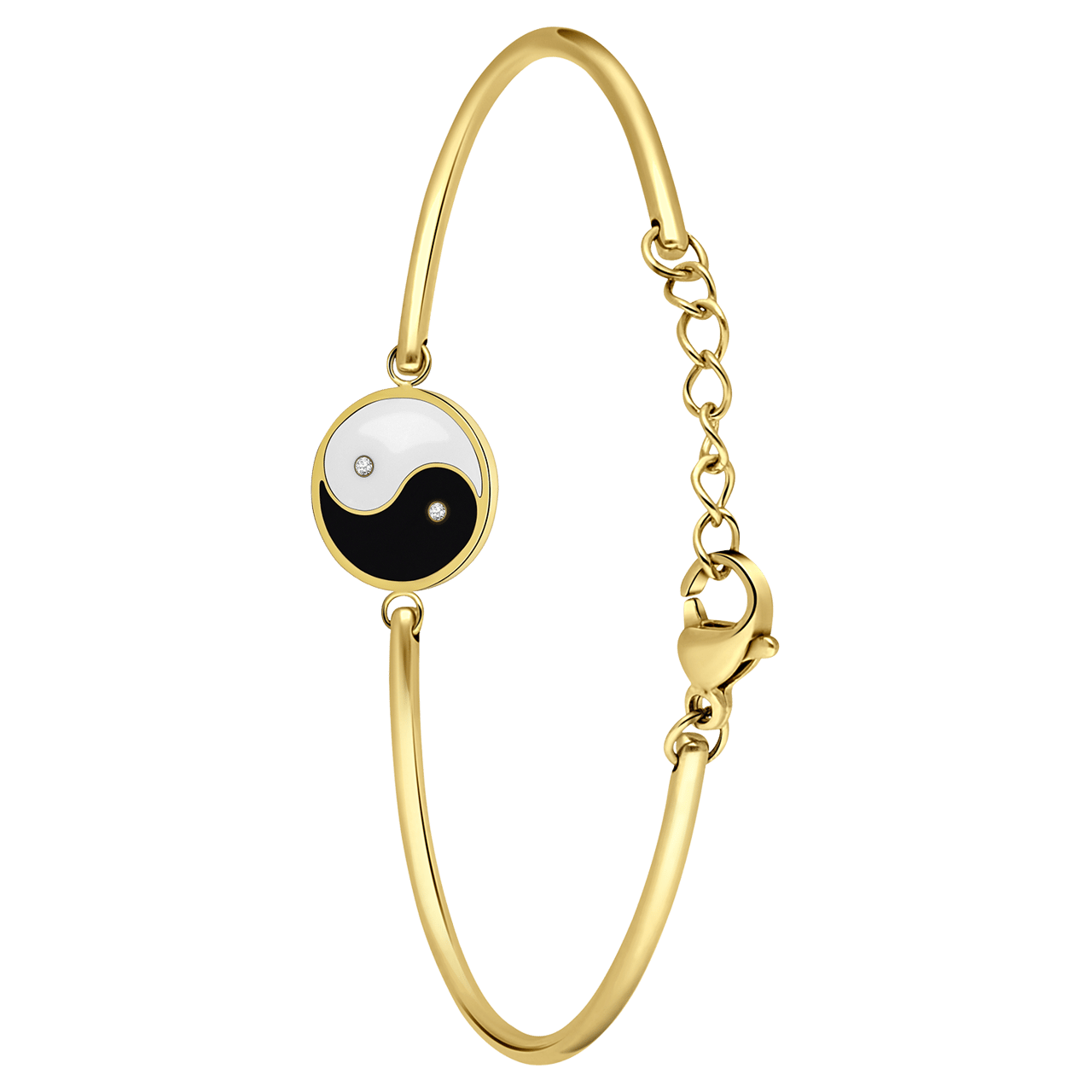 Stainless steel goldplated armband met ying yang