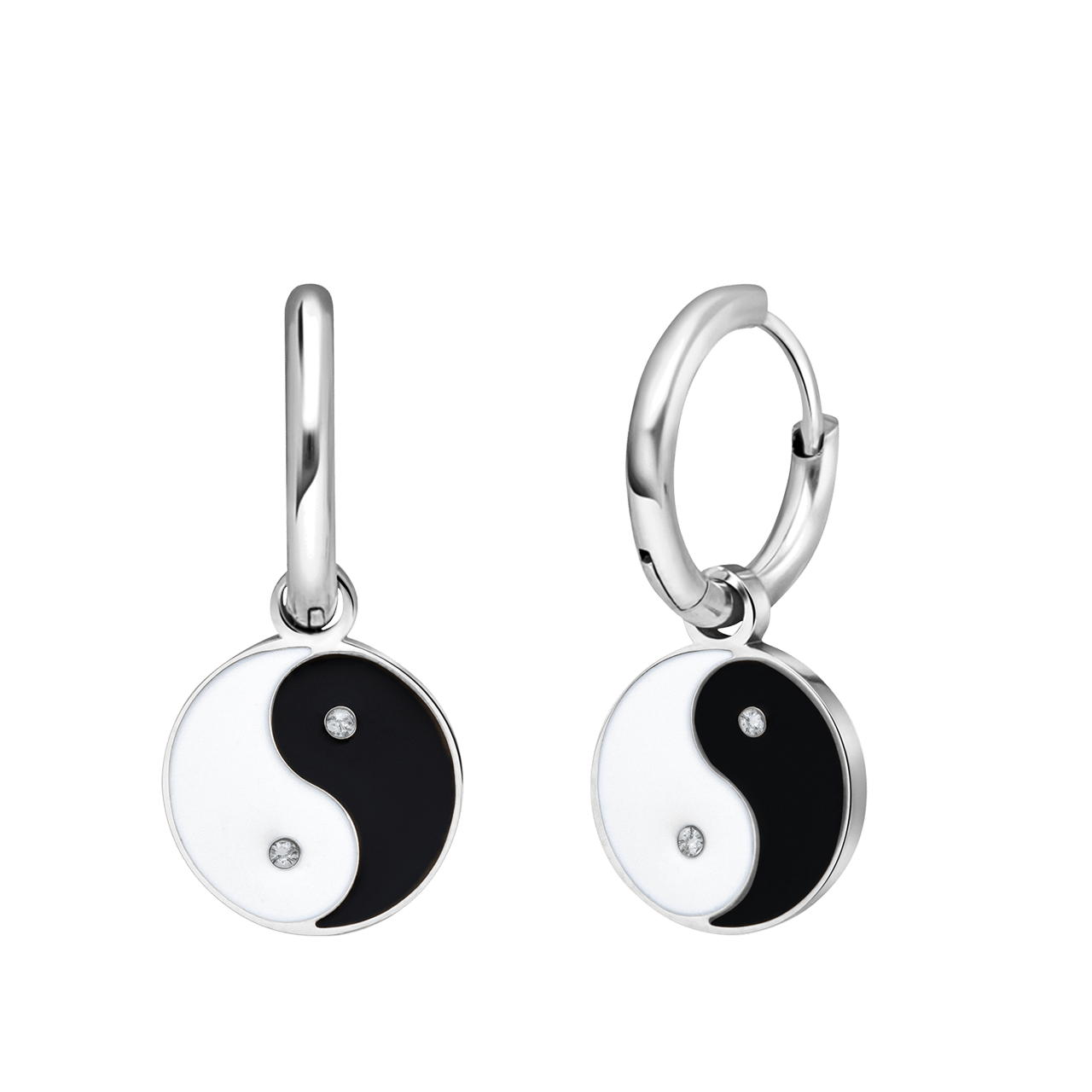 LivLiv stainless steel oorringen met ying yang voor dames