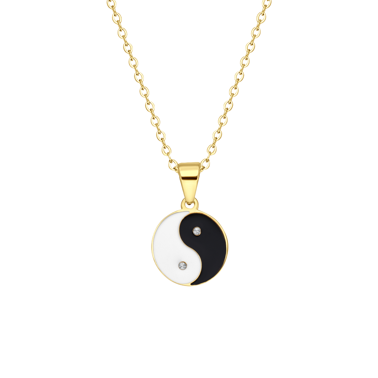 Halskette aus Edelstahl, vergoldet, mit Yin- und Yang-Symbol