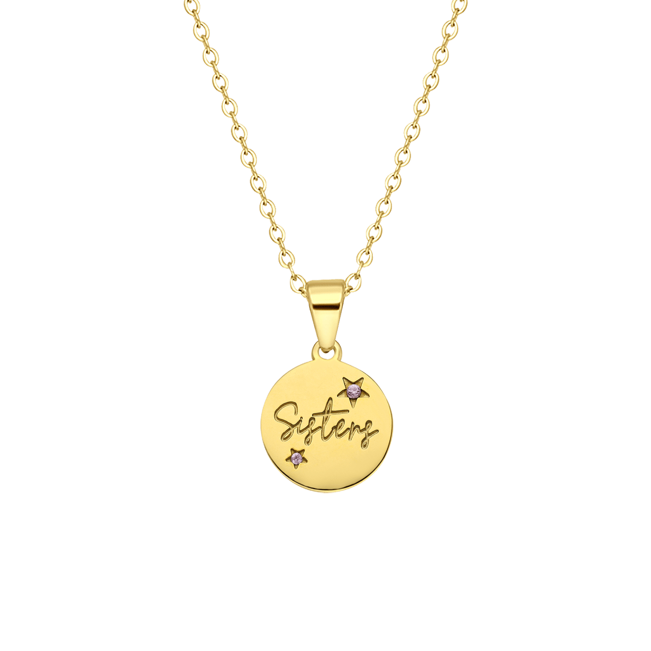 Stalen goldplated ketting met hanger met zirkonia voor dames
