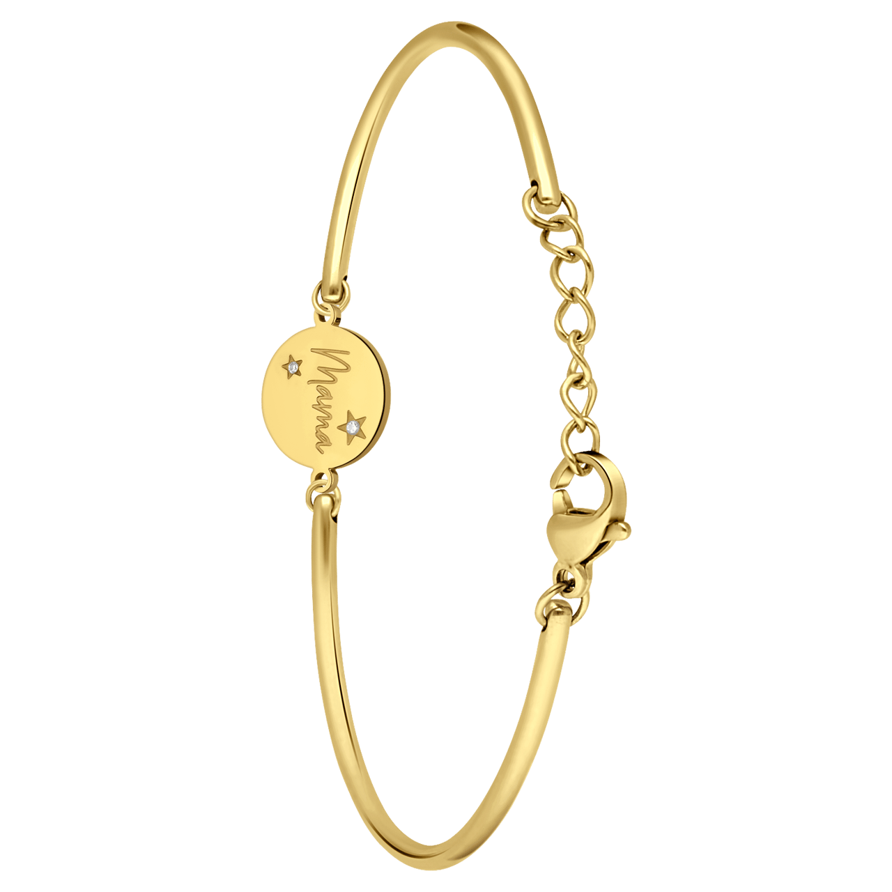 Stainless steel goldplated fantasiearmband met zirkonia voor dames