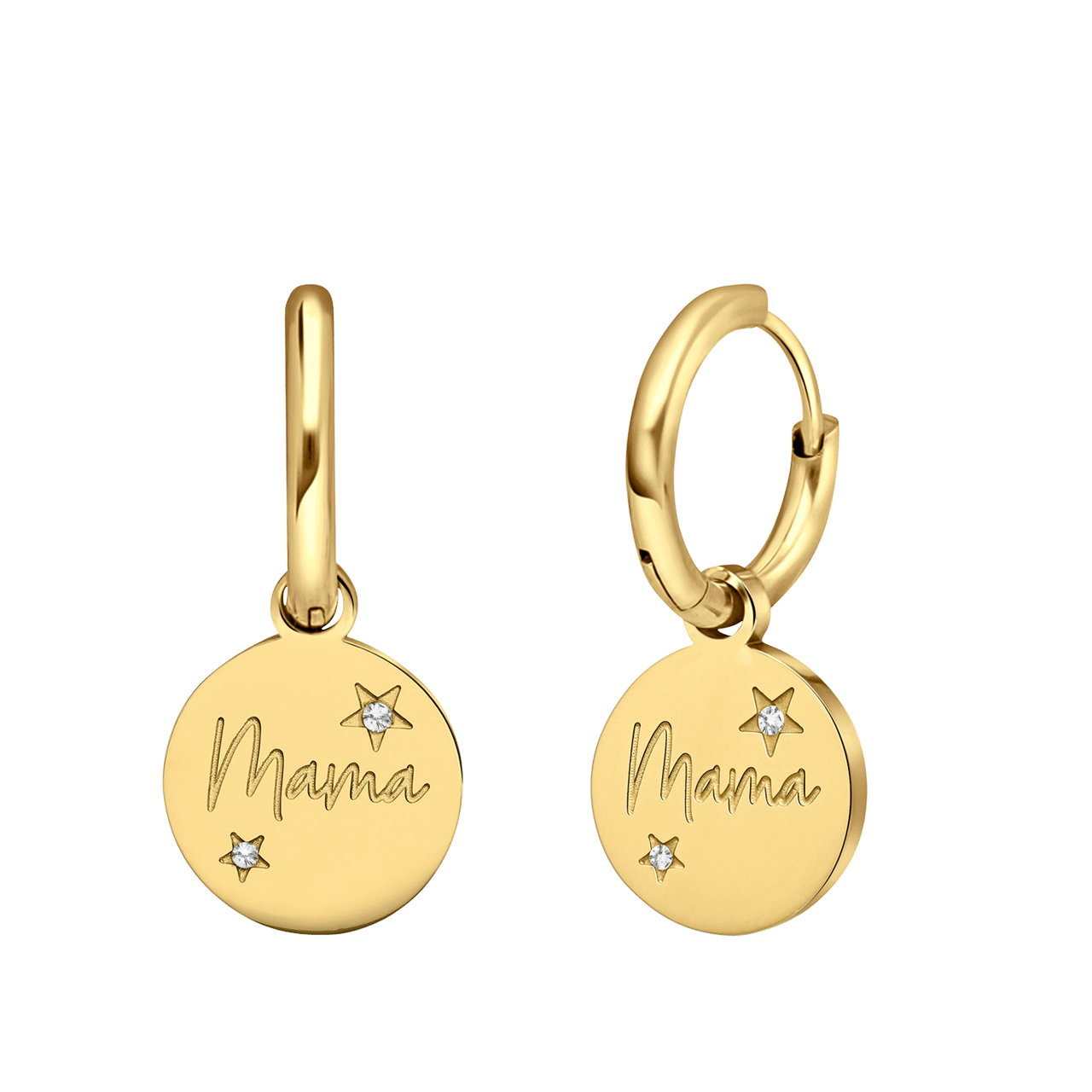 LivLiv stainless steel goldplated oorringen mama voor dames