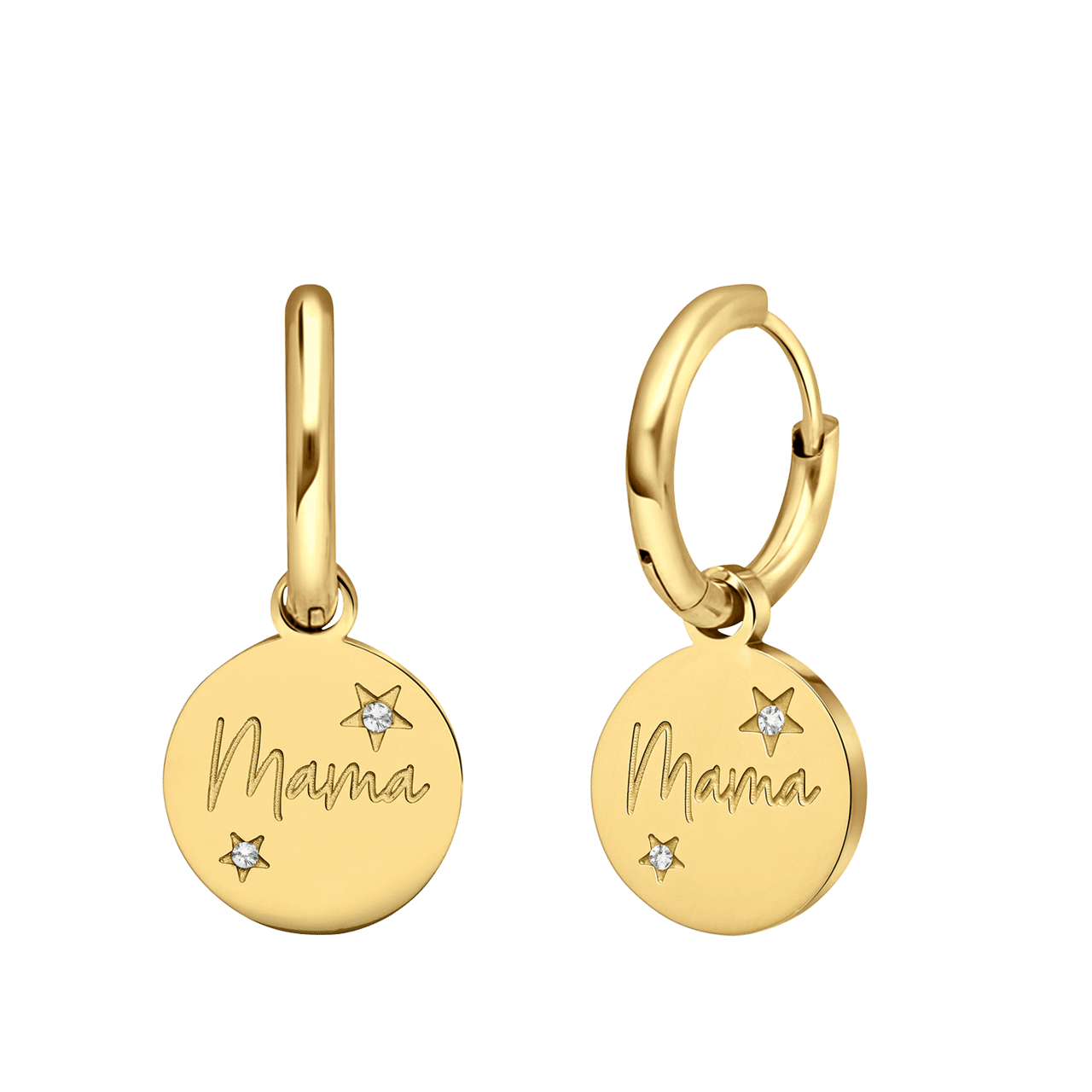 Stalen goldplated oorringen met zirkonia voor dames