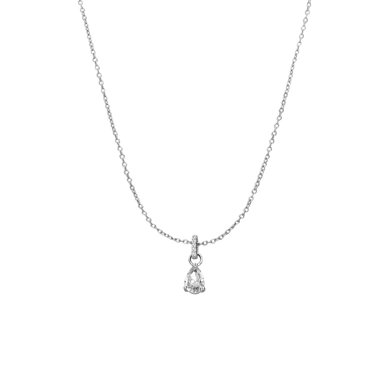 Halskette aus 925er Silber mit Anhänger, Tropfen, Zirkonia