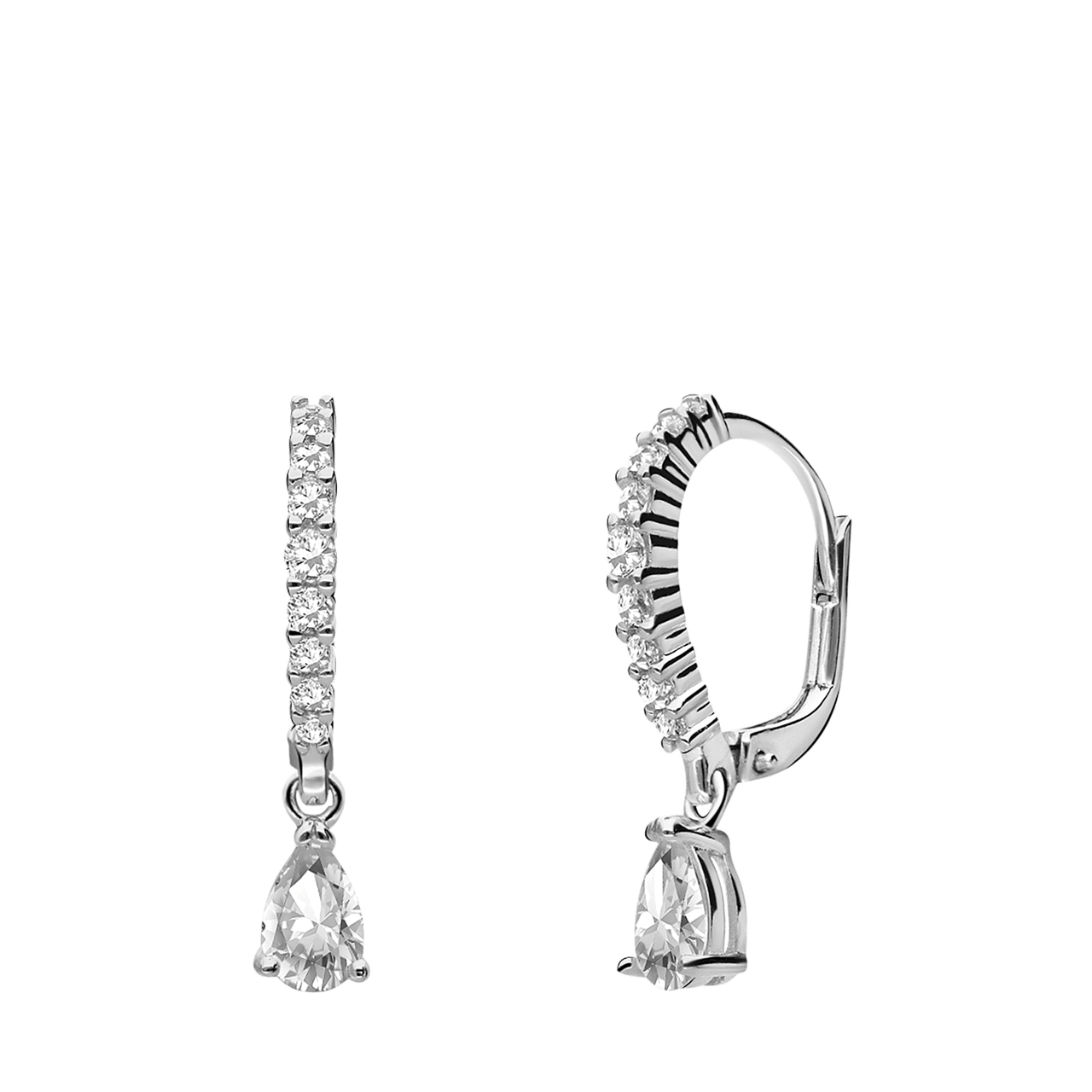 Ohrringe, 925 Silber, Tropfen, Zirkonia
