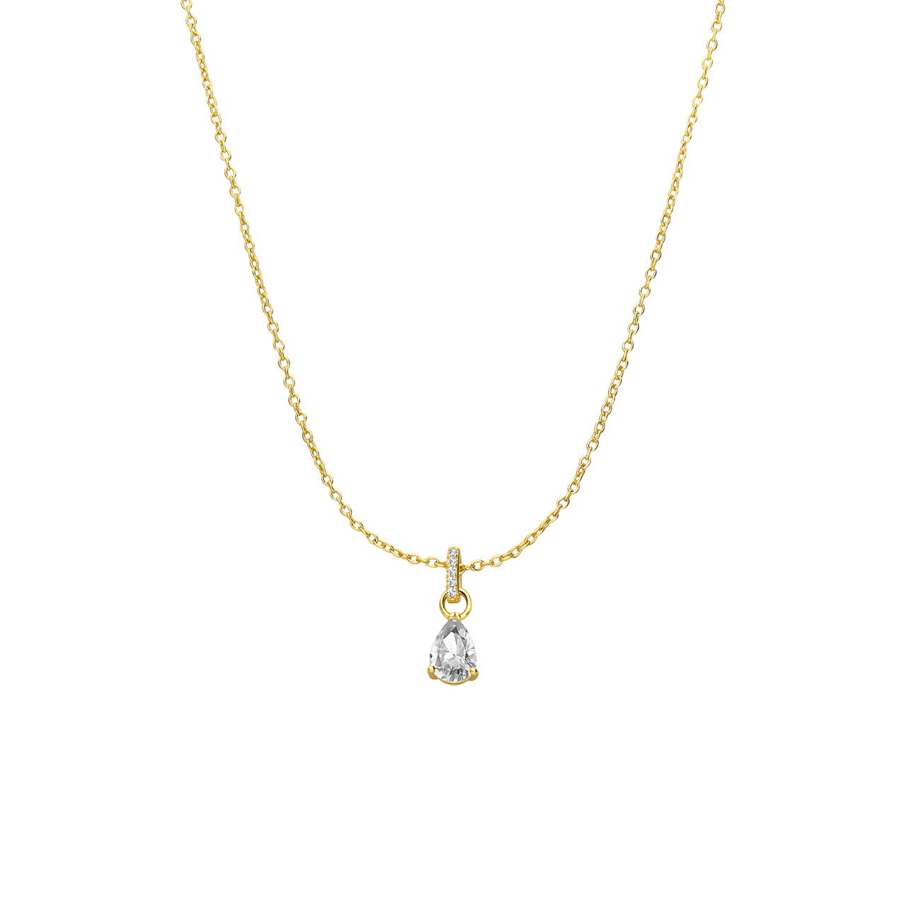 Zilveren goldplated ketting met hanger met zirkonia voor dames