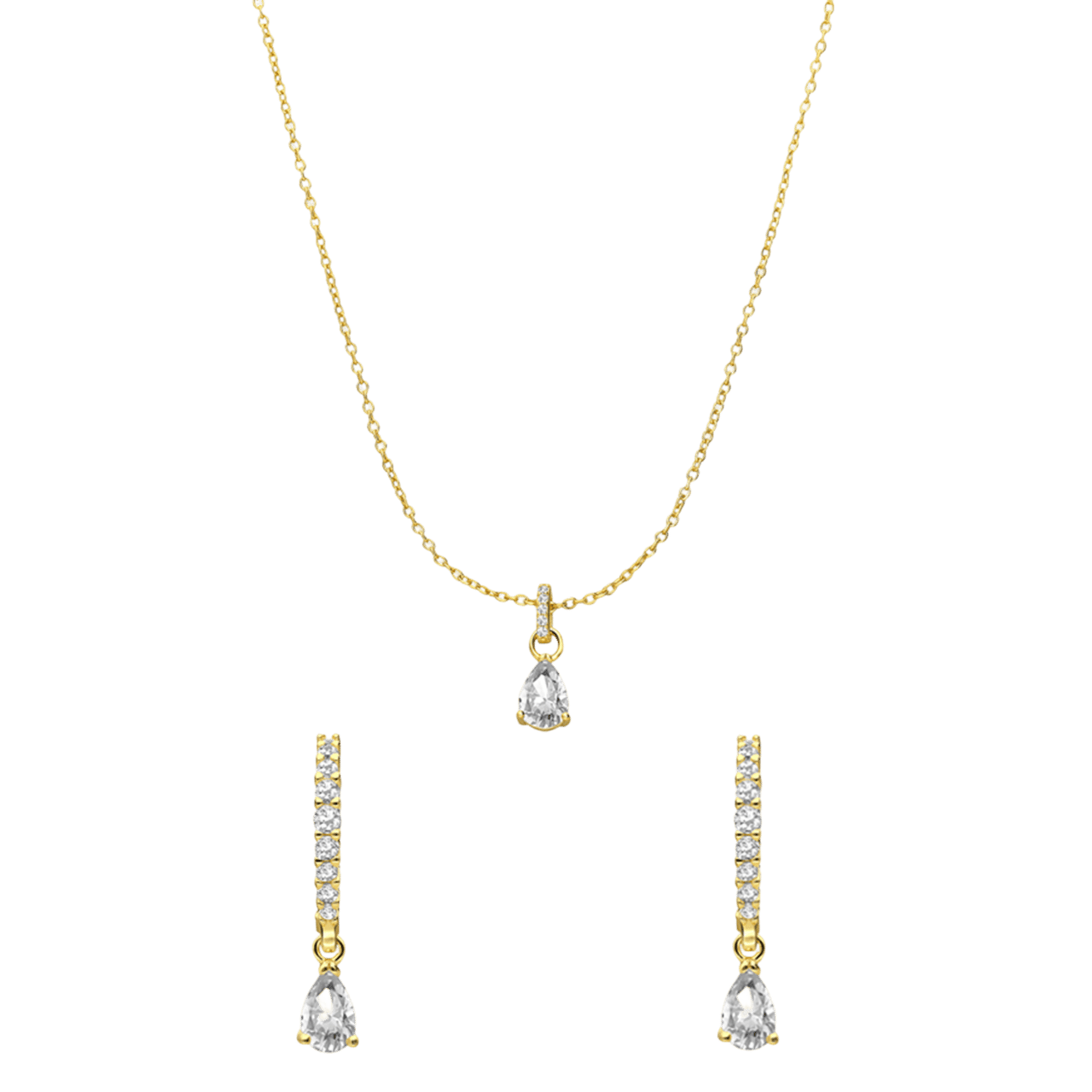 Zilveren goldplated sieradenset met zirkonia voor dames