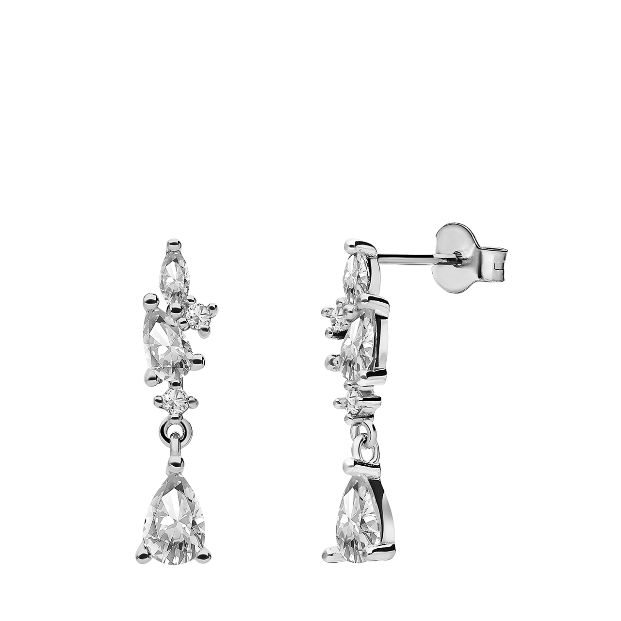 Ohrstecker, 925 Silber, Tropfen, Zirkonia