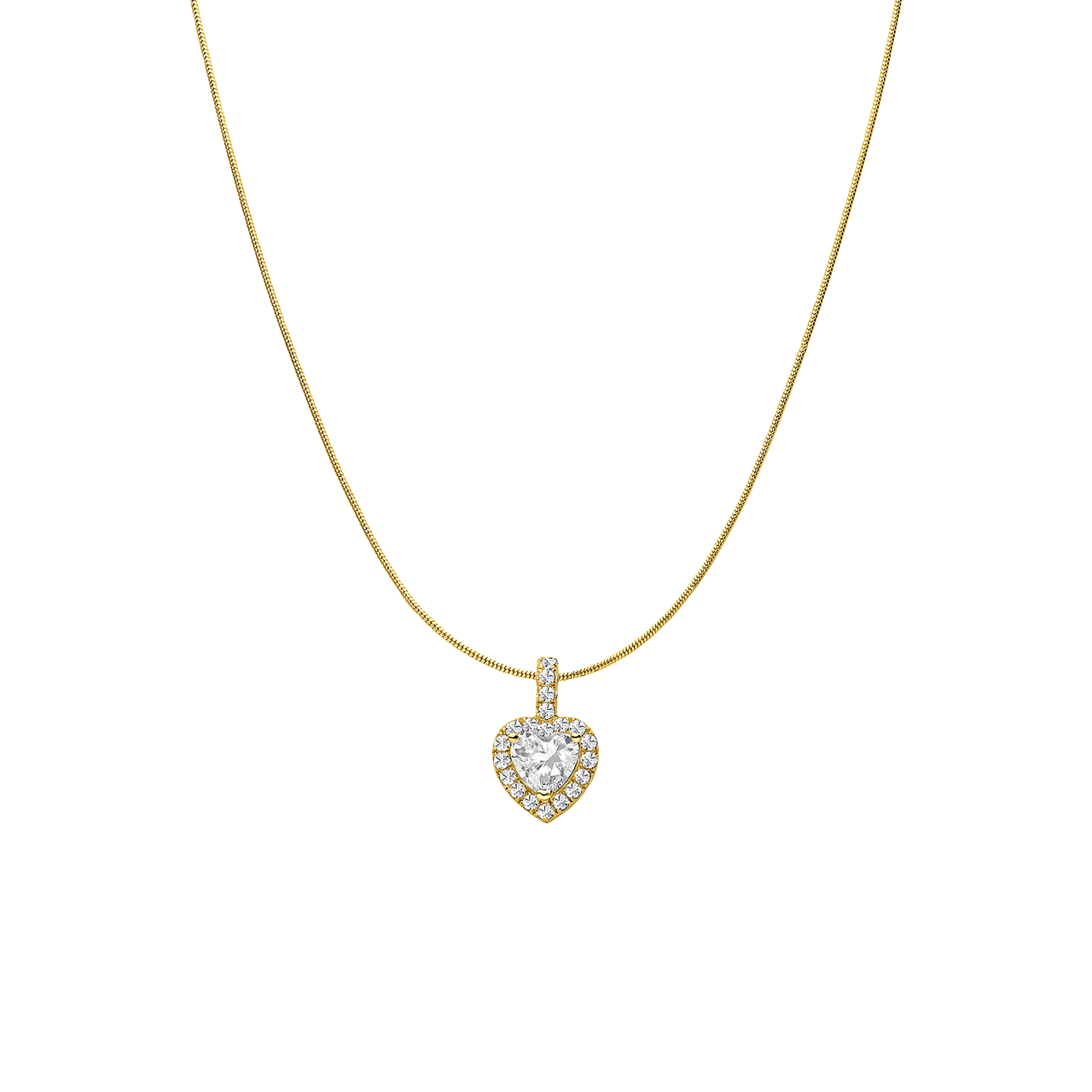 Zilveren goldplated ketting met hanger hart met zirkonia voor dames