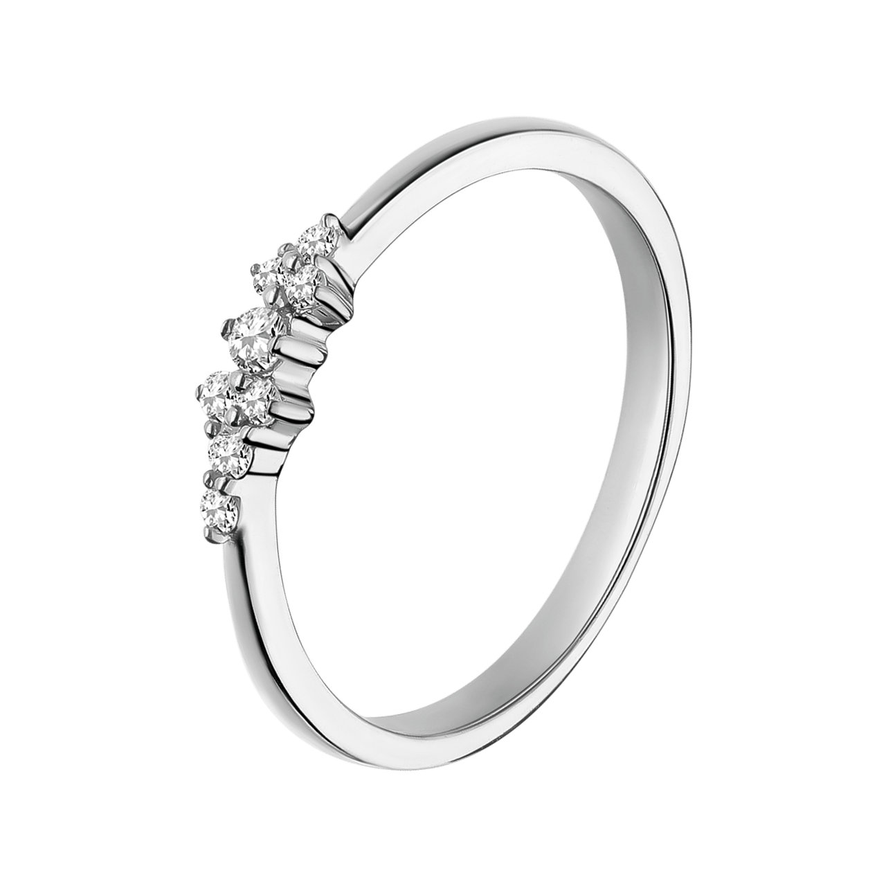 Ring aus 925er Silber, asymmetrisch, Zirkonia