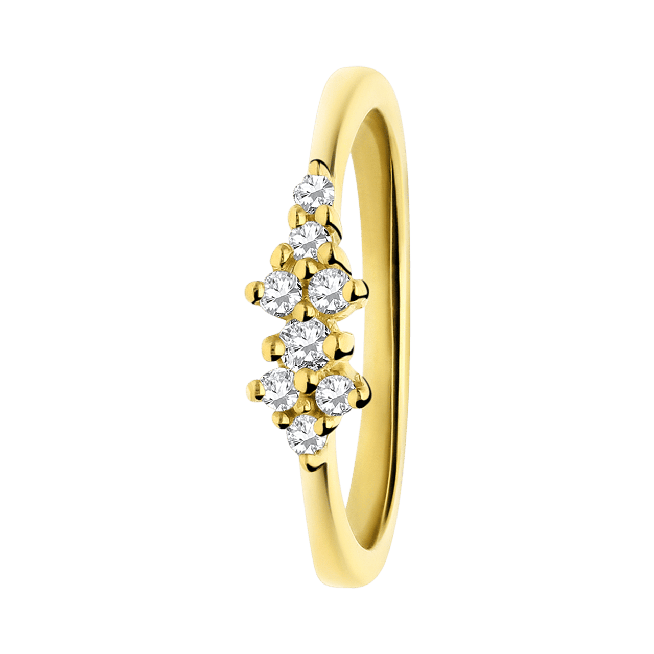 Zilveren goldplated ring asymetrisch zirkonia