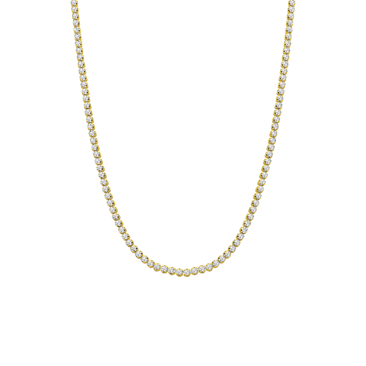 Silberne, goldbeschichtete Tennis-Halskette mit Zirkonia für Damen