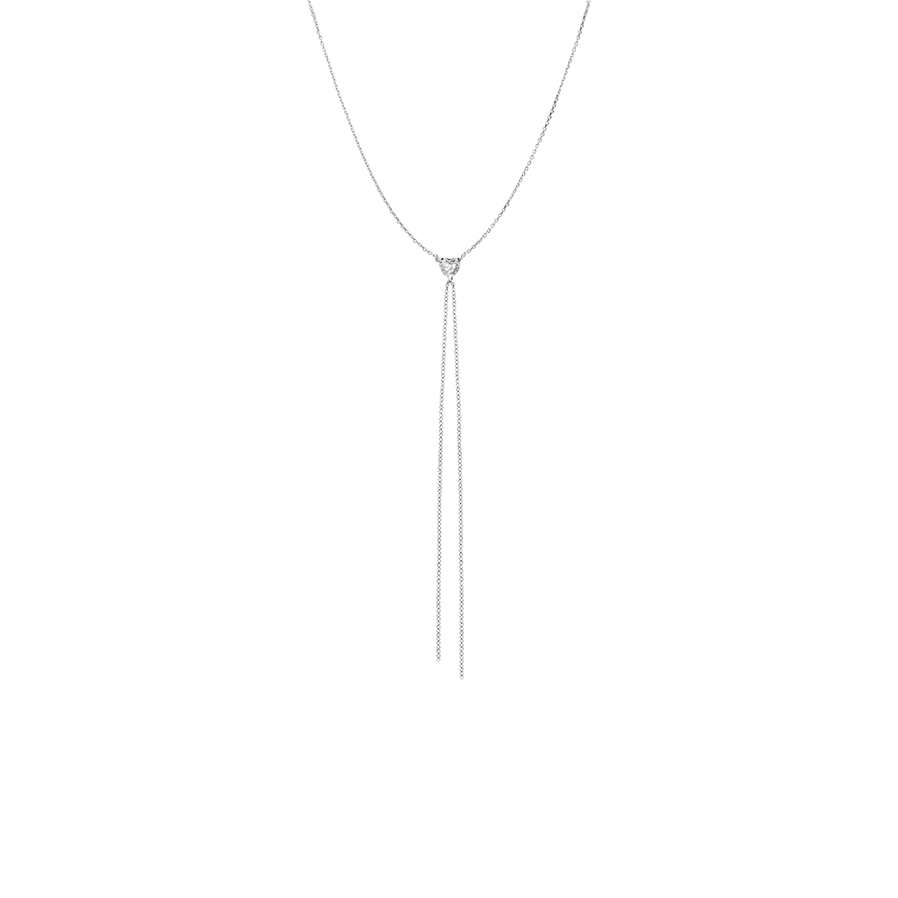 Zilveren Y ketting met hart zirkonia