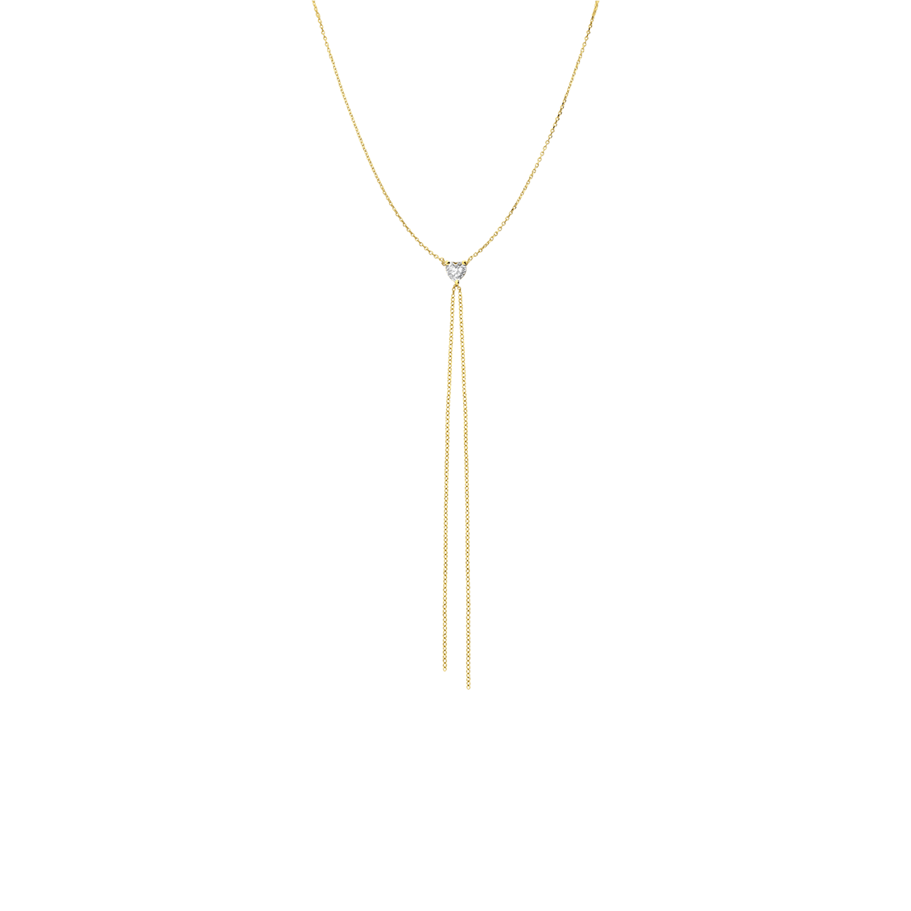 Zilveren goldplated ketting met hanger hart met zirkonia voor dames