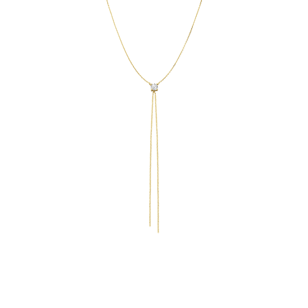 Zilveren goldplated Y ketting rond zirkonia