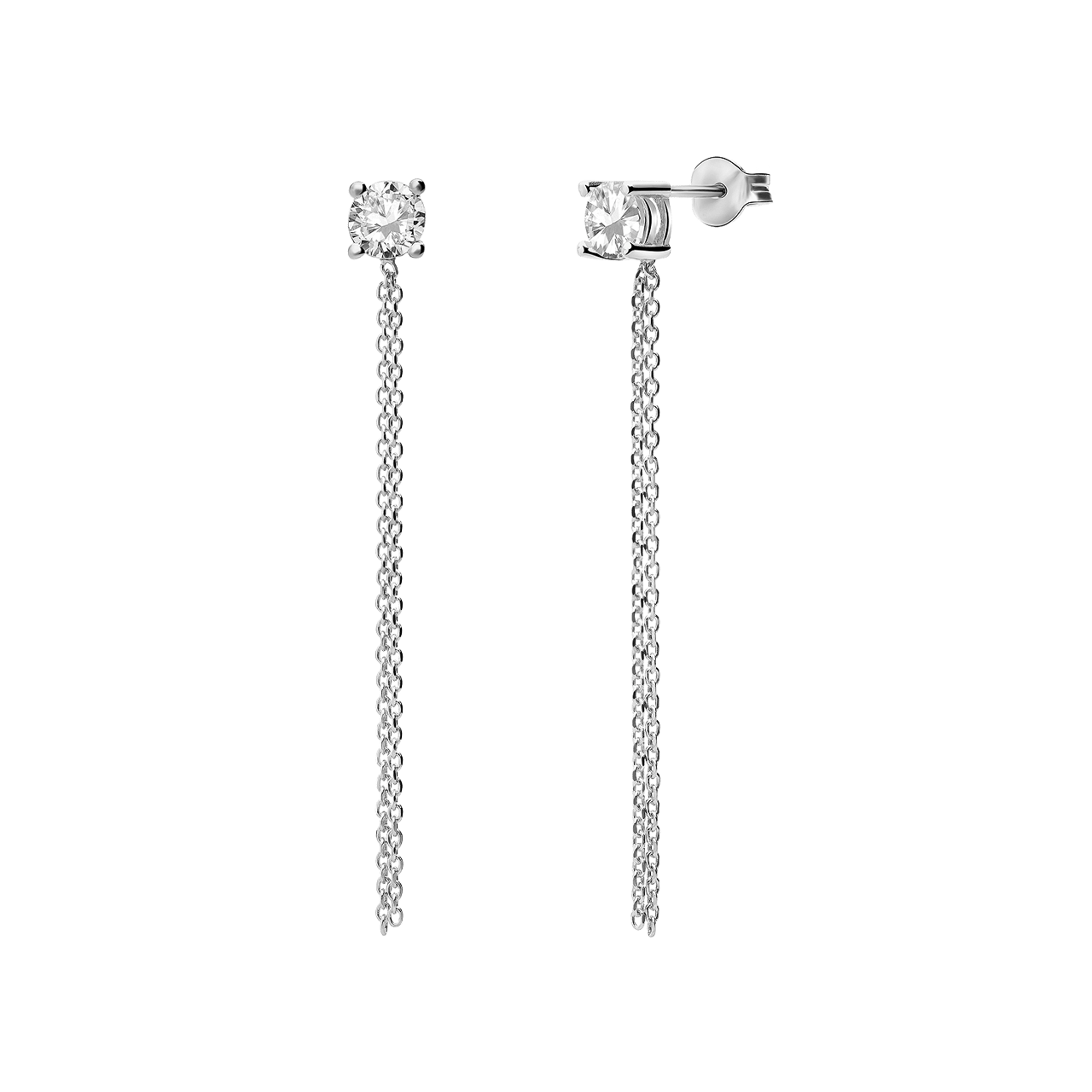 Ohrstecker, 925 Silber, rund, Zirkonia