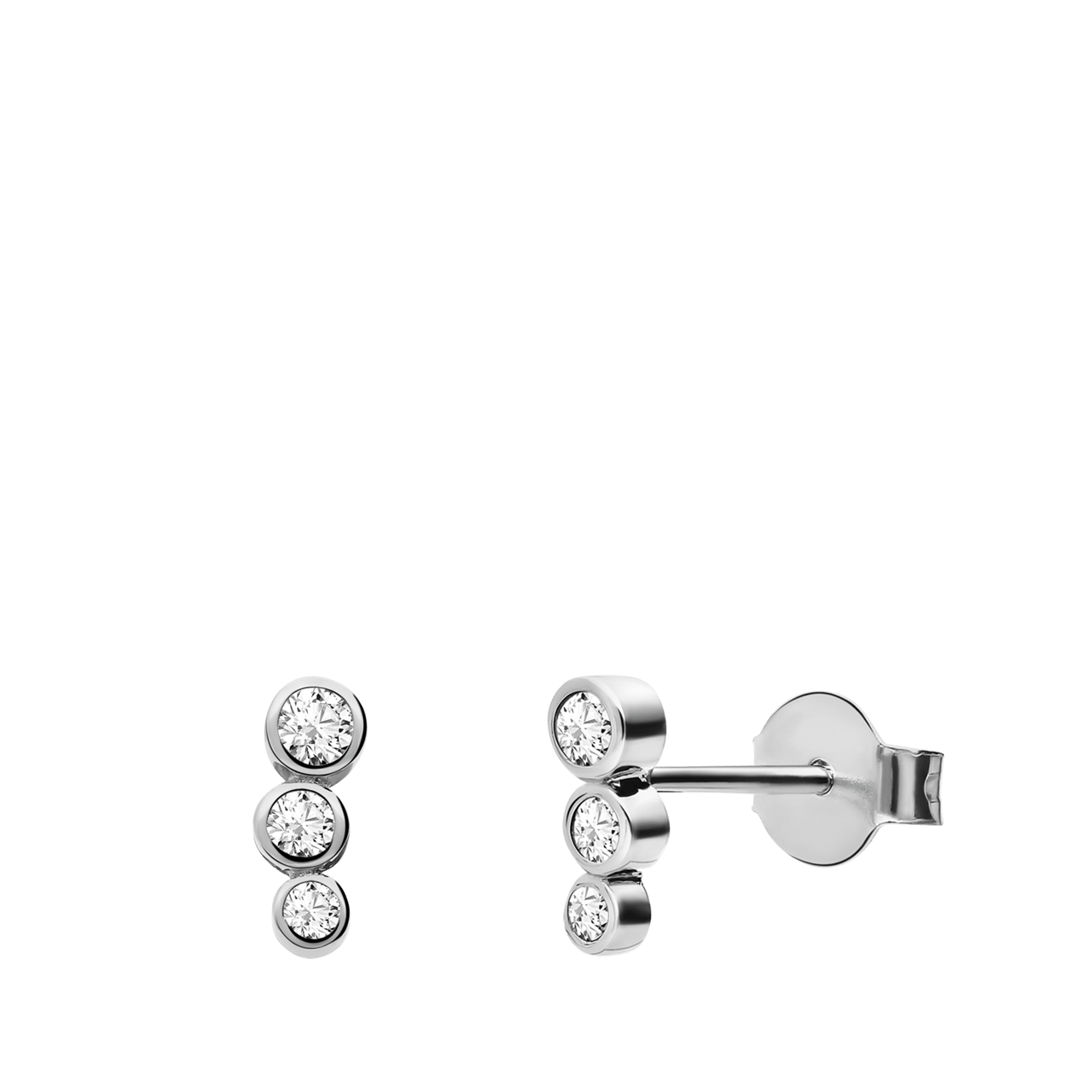 Ohrstecker aus 925er Silber mit drei Zirkoniasteinen