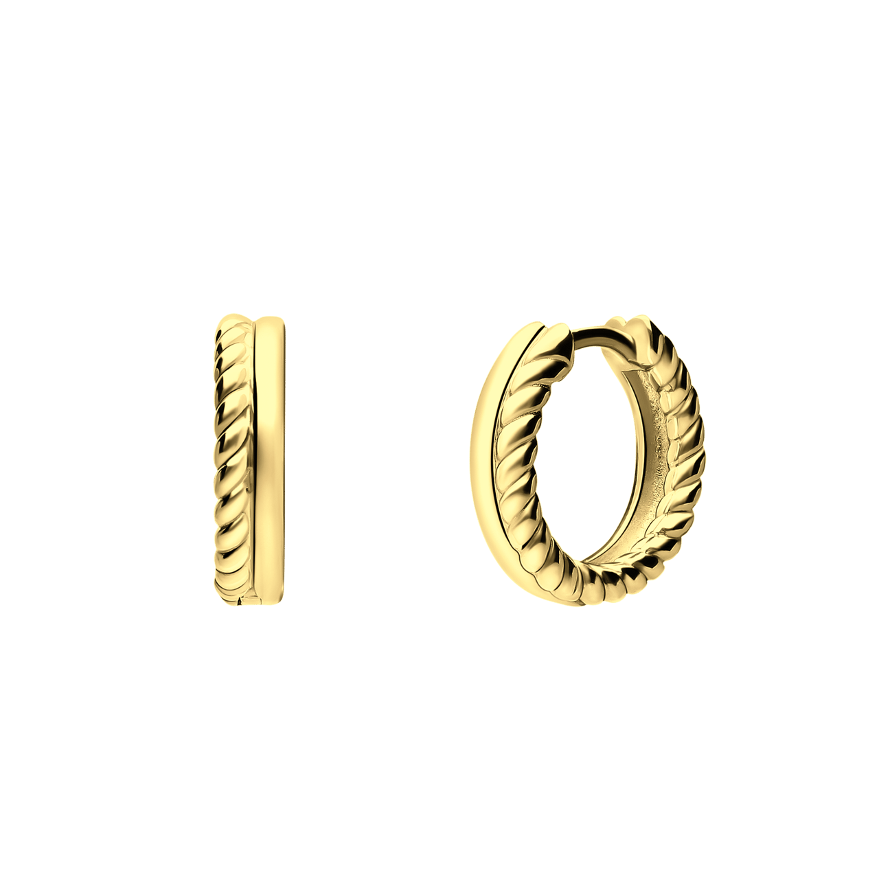 Zilveren goldplated oorringen met twist voor dames