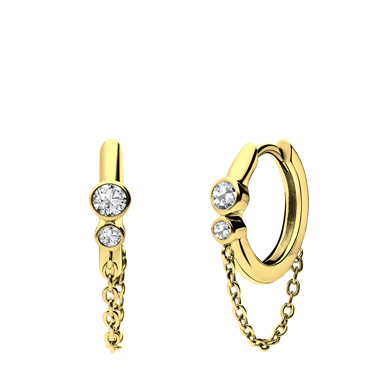 Zilveren goldplated oorringen met hanger met zirkonia met zirkonia voor dames