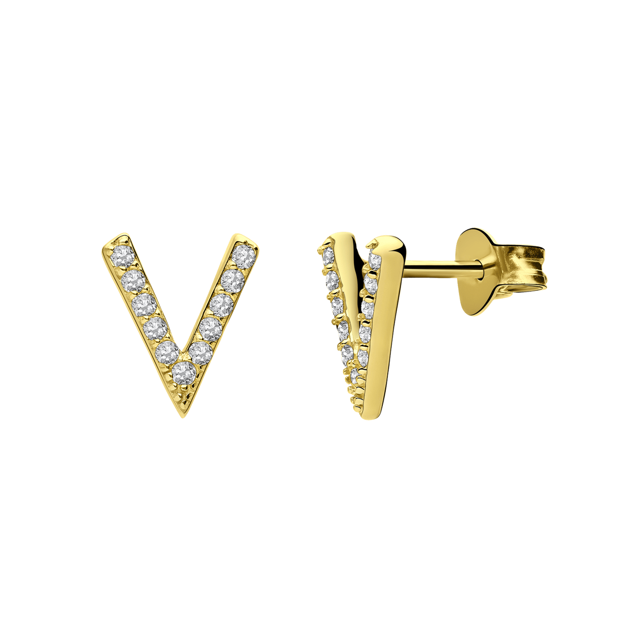Zilveren goldplated oorknoppen met zirkonia voor dames