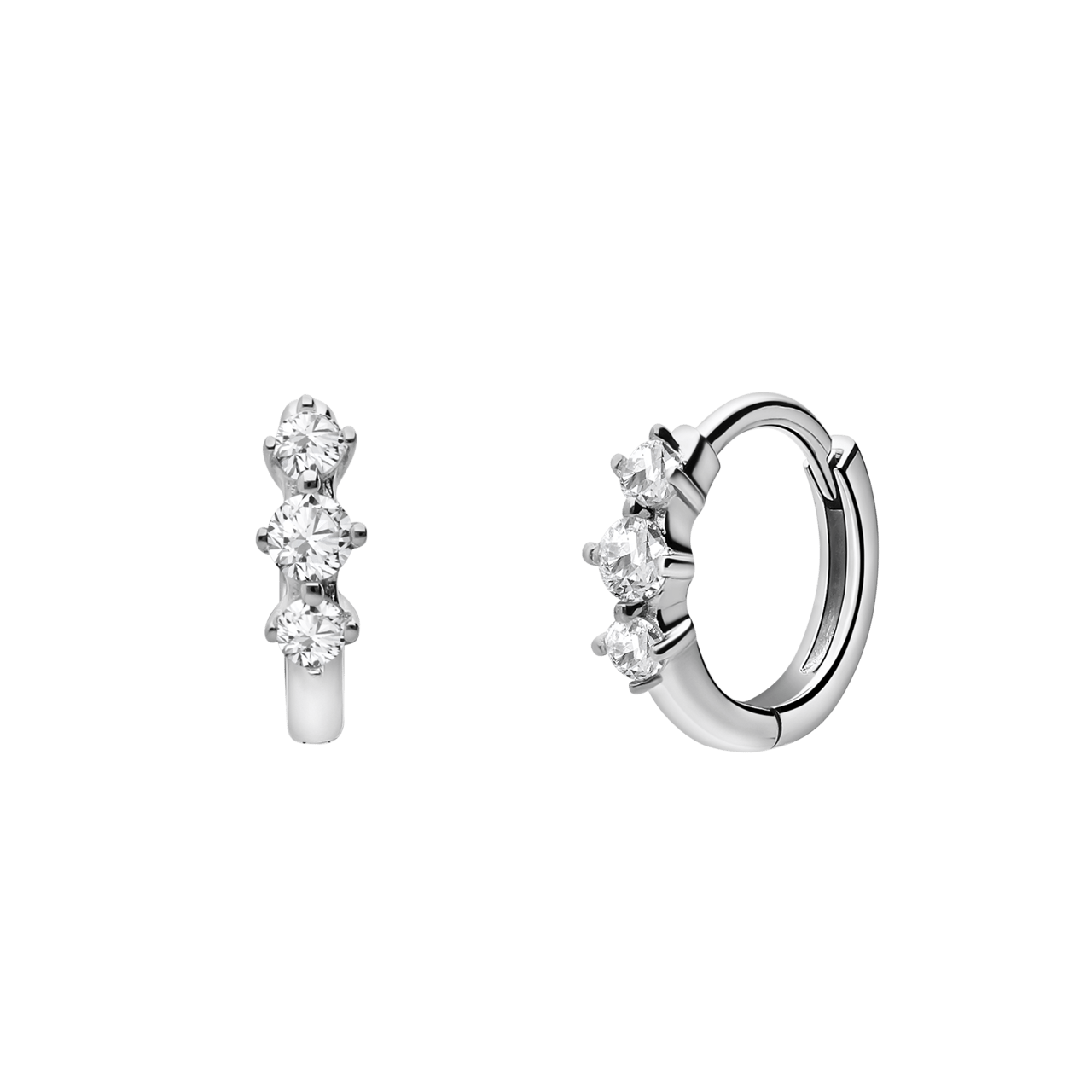 Ohrringe aus 925er Silber mit 3 Zirkoniasteinen