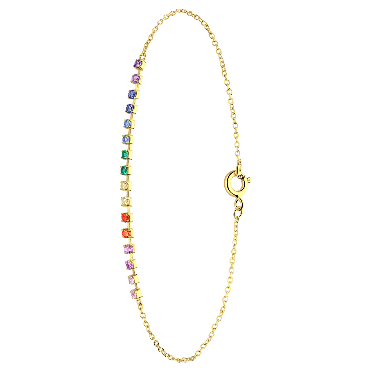 Zilveren goldplated tennisarmband zirkonia multi