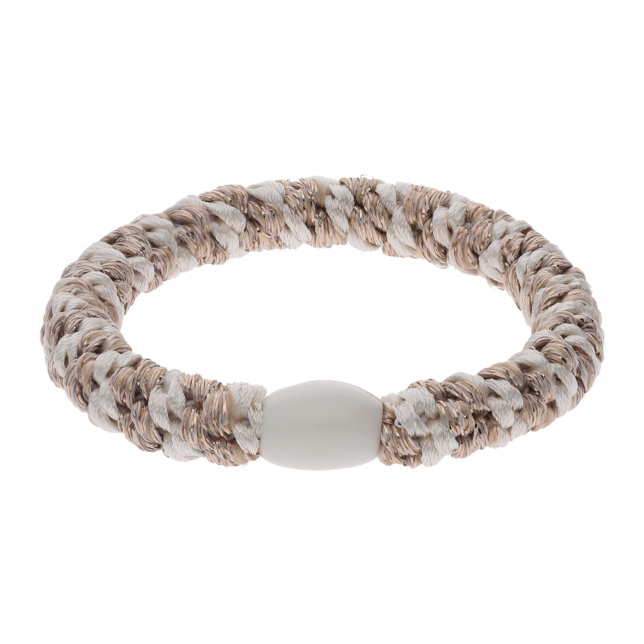 Haarelastiekje beige mix met glitter