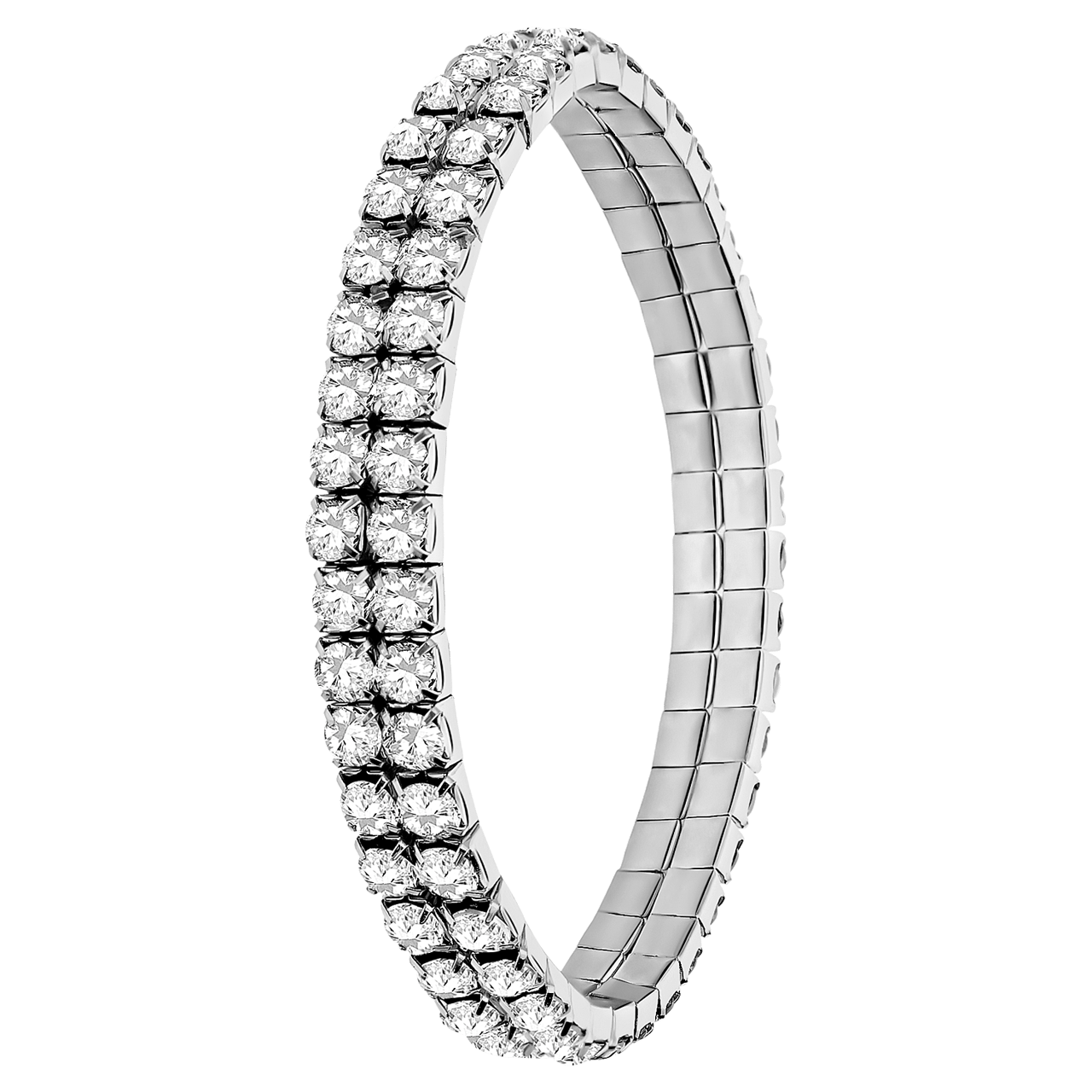 Zilverkleurige bijoux rekarmband met dubbele strass