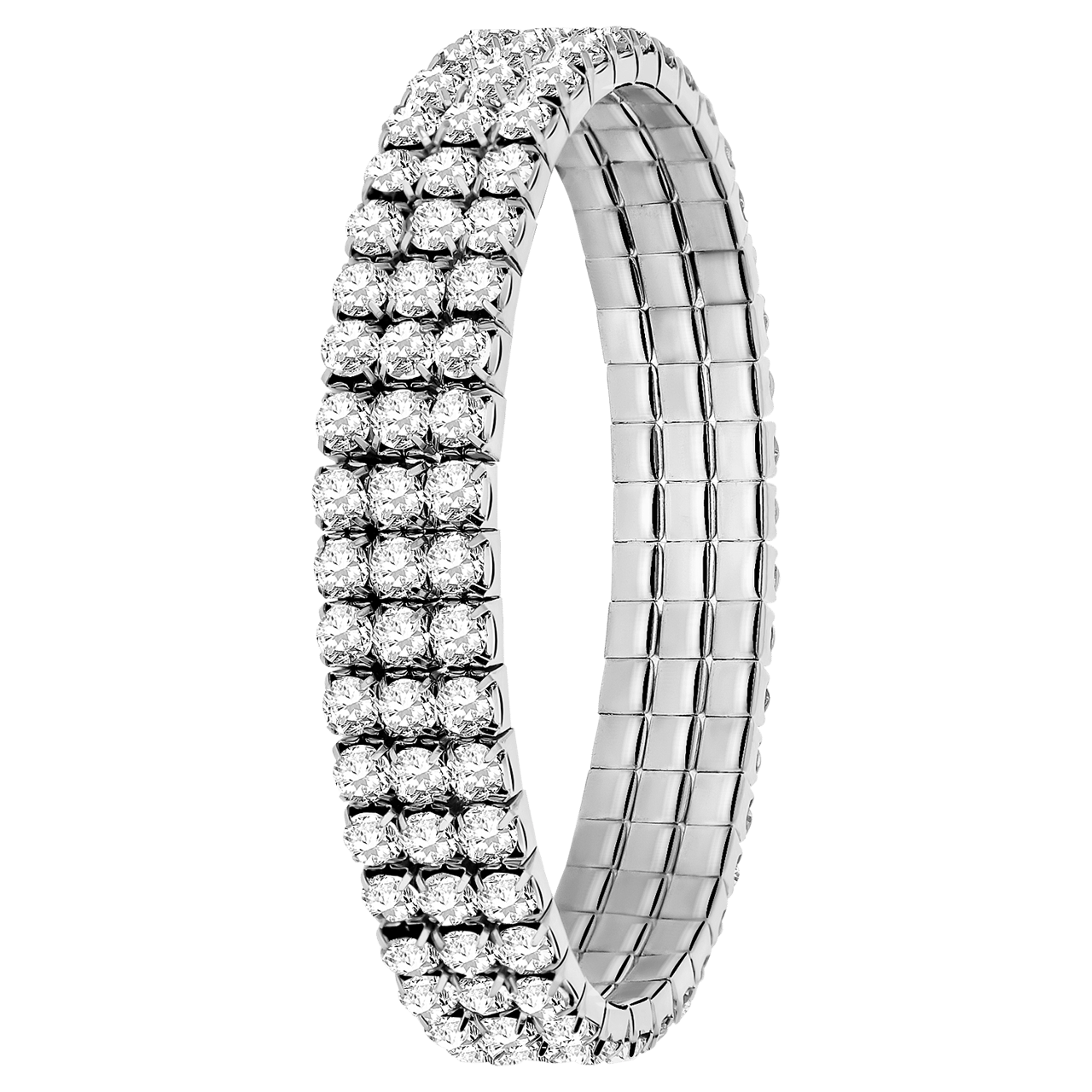 Bijoux zilverkleurige tennisarmband met 3 rijen strass voor dames
