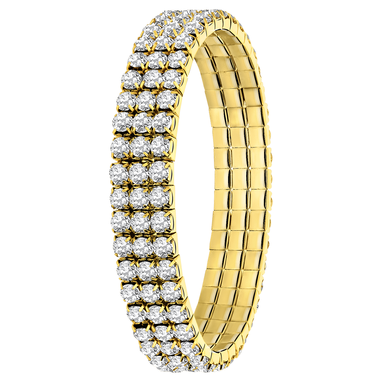 Bijoux goudkleurige tennisarmband met 3 rijen strass voor dames