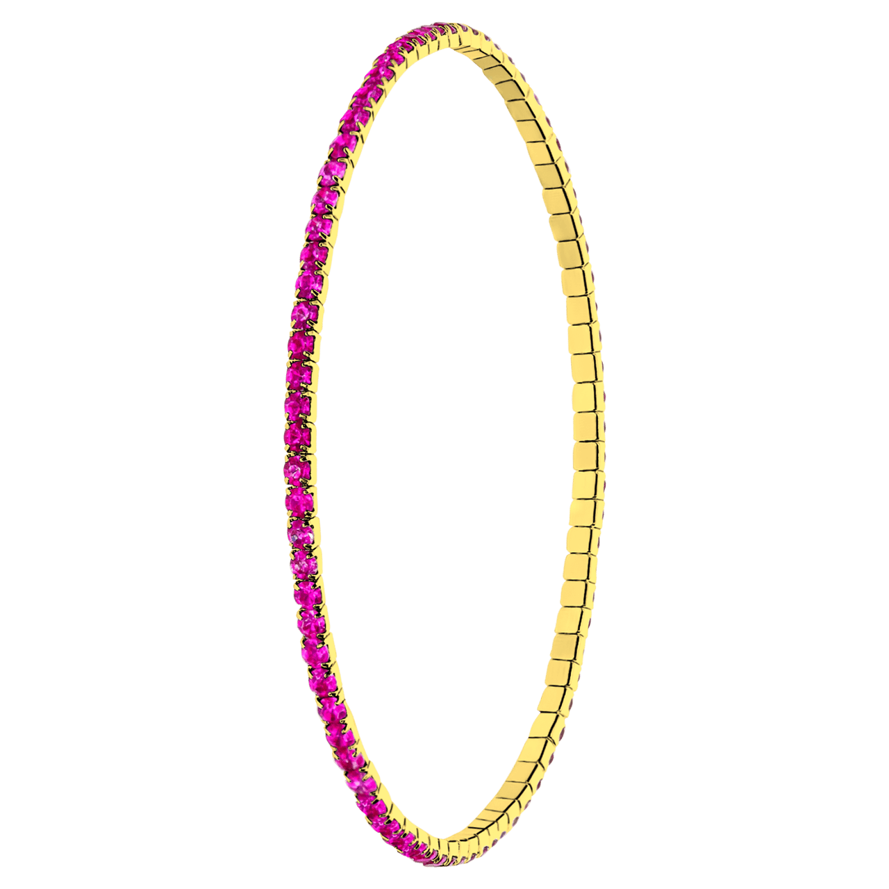 Goudkleurige bijoux armband met strass fuchsia