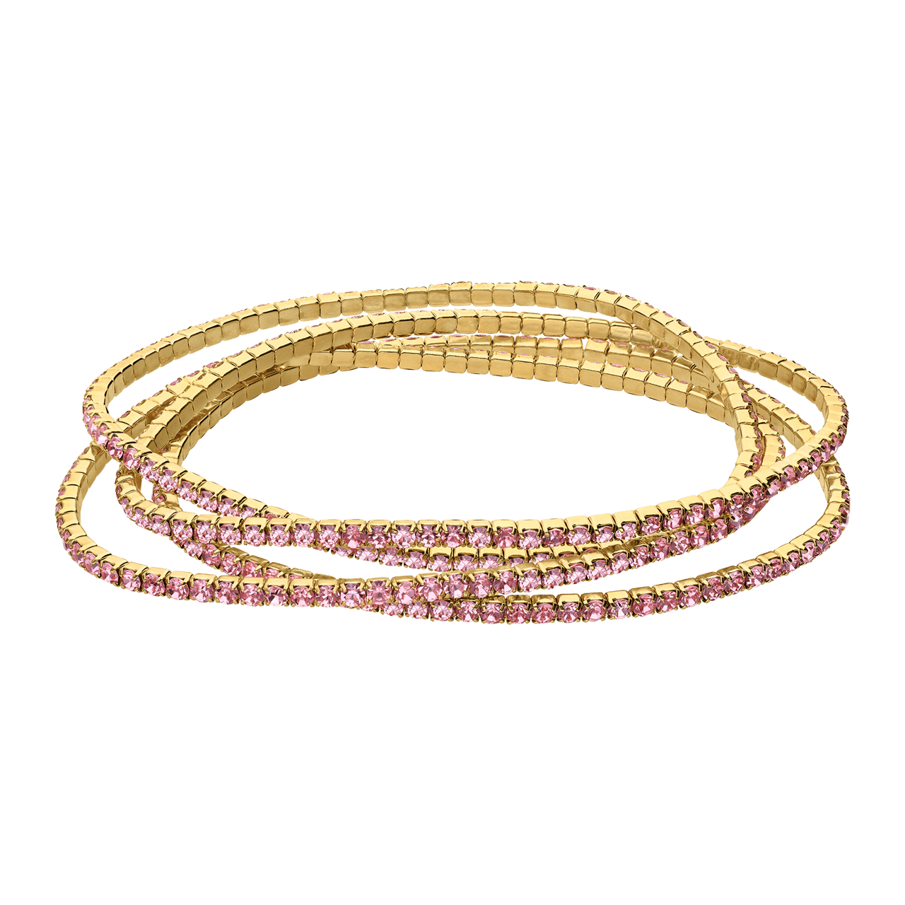 Goudkleurige bijoux armband met strass lichtroze