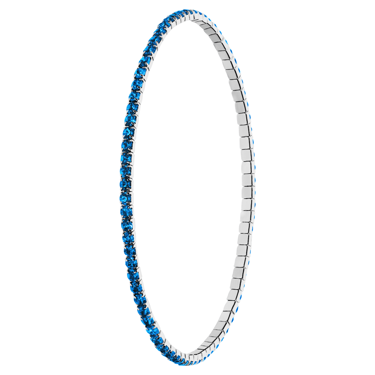 Bijoux zilverkleurige tennisarmband met stras blauw voor dames