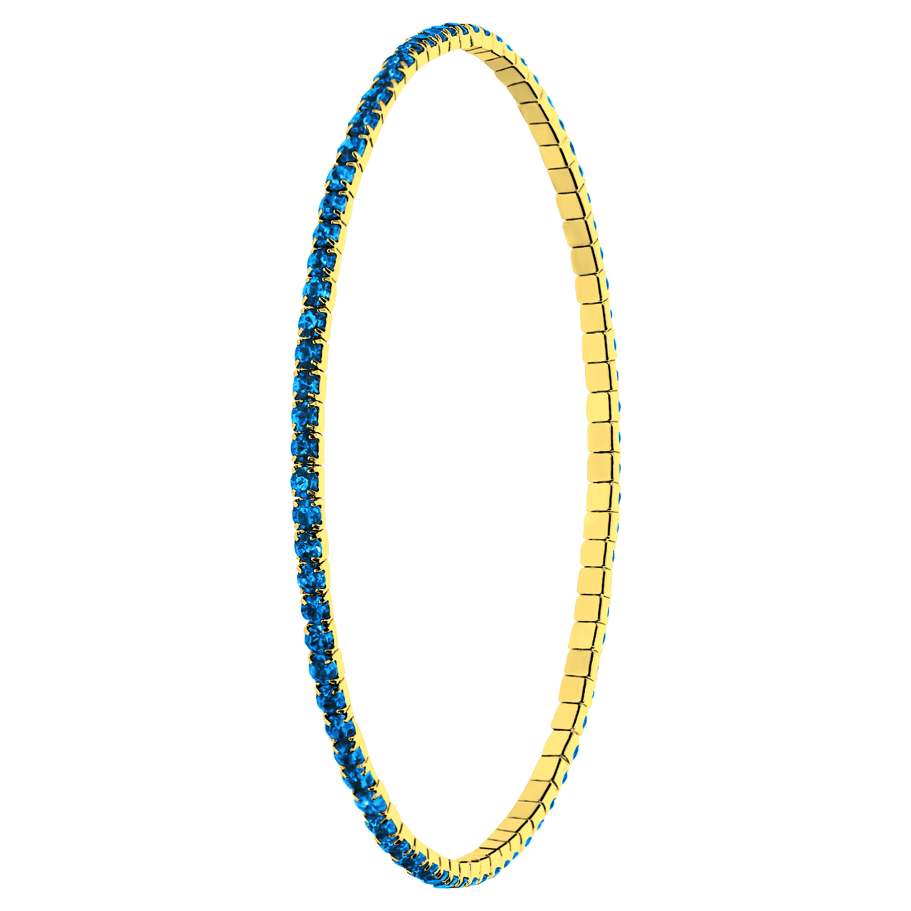 Goudkleurige bijoux armband met strass blauw