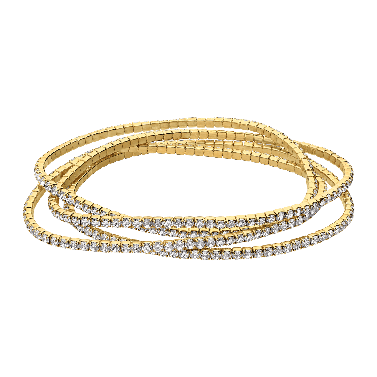 Bijoux goudkleurige tennisarmband met stras wit voor dames
