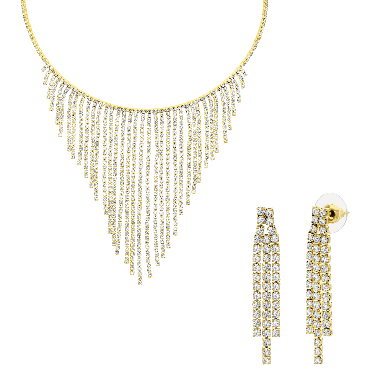 Goudkleurige bijoux set ketting met oorbellen