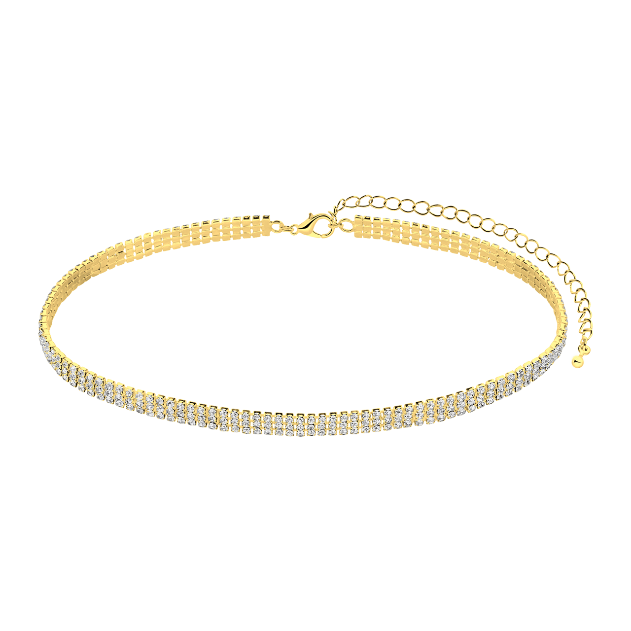 Goudkleurige bijoux driedubbele ketting strass